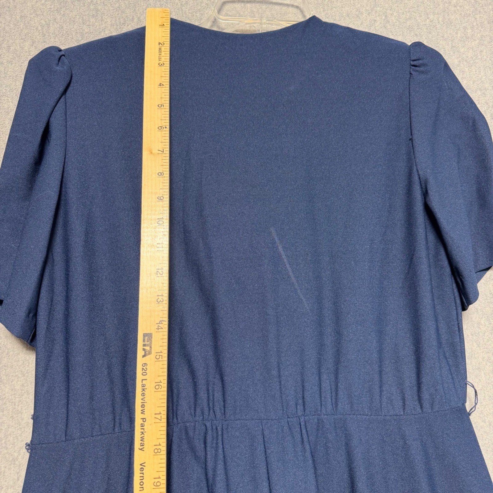 Whirlaway Frocks Vintage Navy Blue Lace Sailor Collar Midi Dress Size 12P USA
