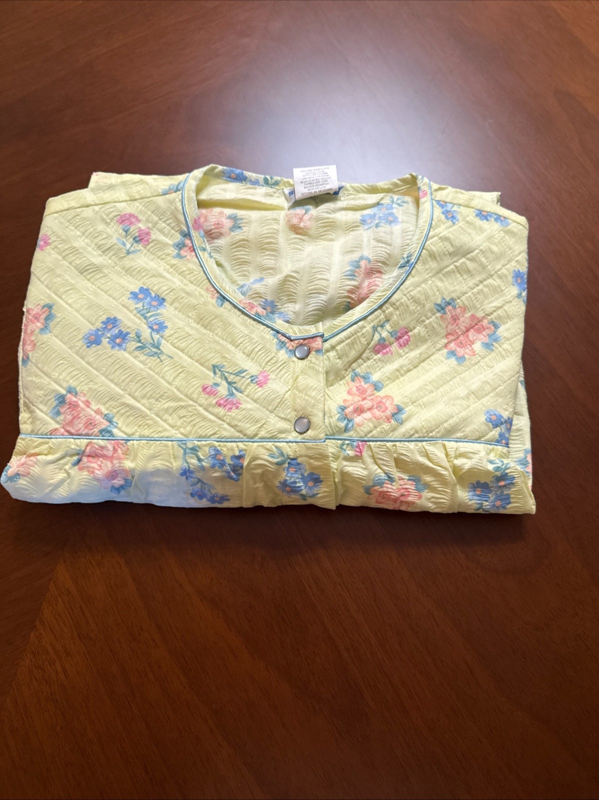 Vintage Housecoat Robe 3X Smart Time Yellow Floral Seersucker NOS NEW TAGS