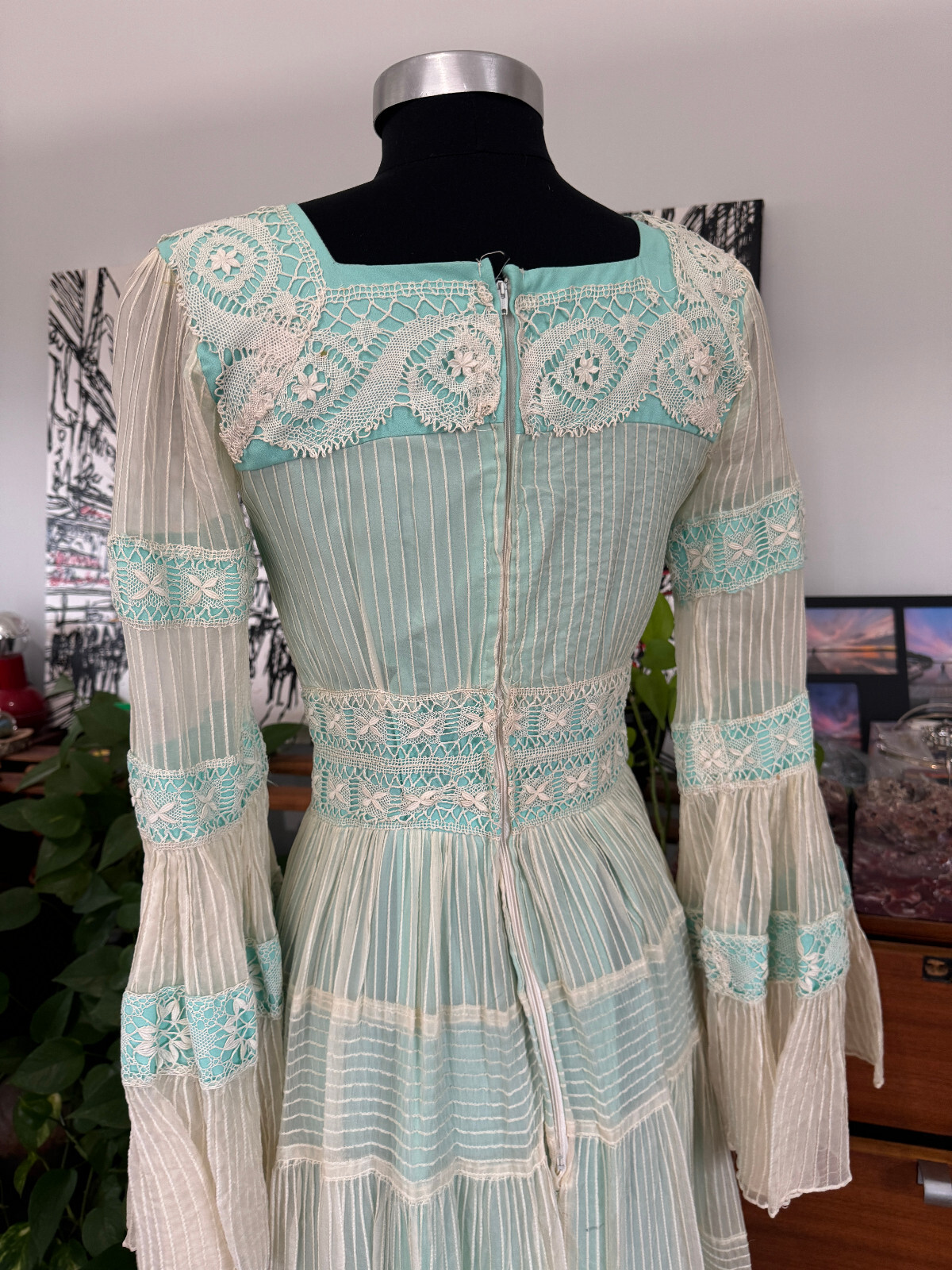 Vintage Maxi Dress Maxi Festival – Massive Bell Sleeves! 1960s 1970s