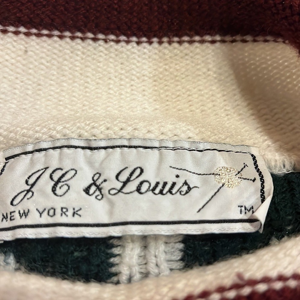 Gorgeous Vintage JC & Lewis New York Aztec & Rose Knit Mock Turtleneck Sweater