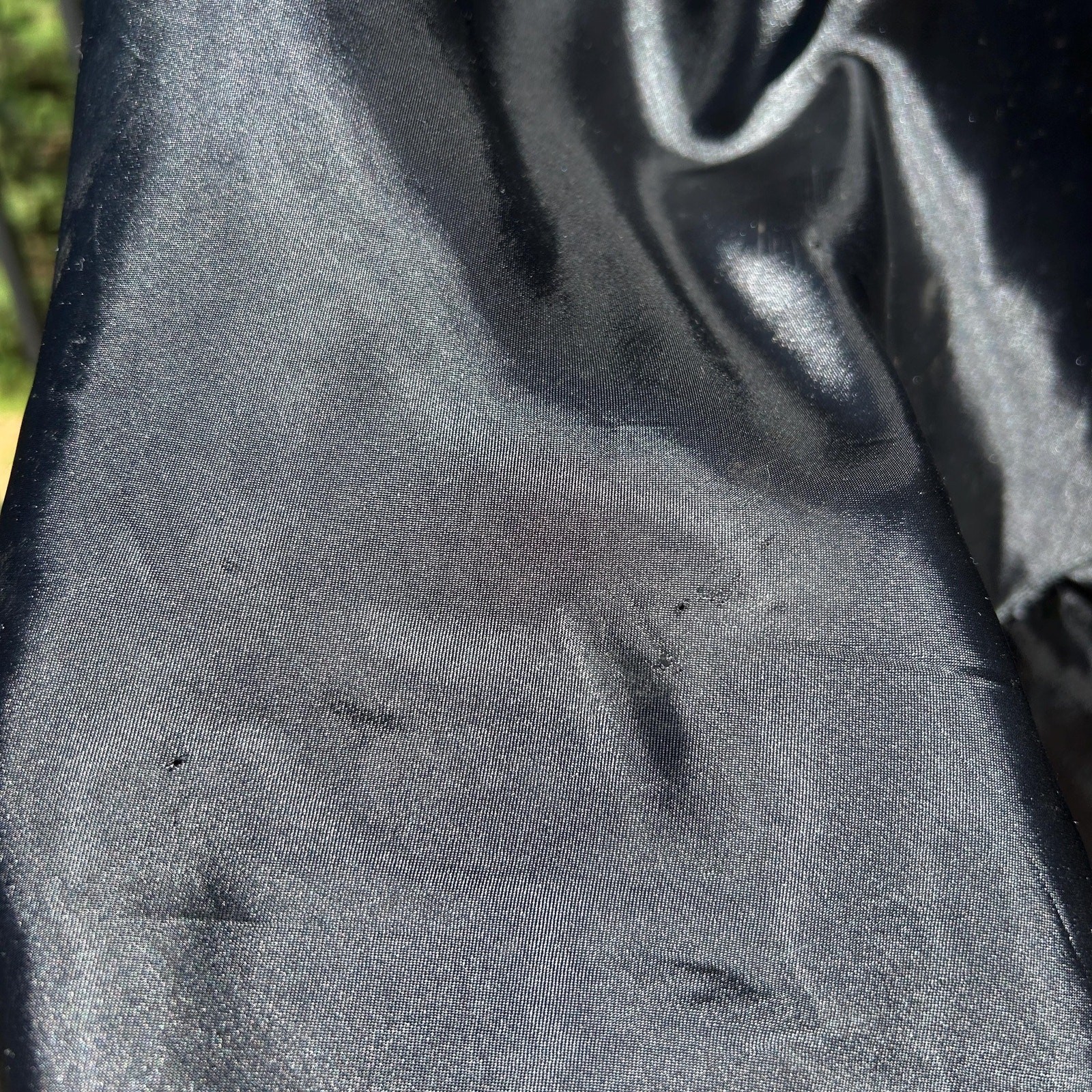 Vintage 30s Black Liquid Satin Embroidered Bias Cut Negligee Maxi Slip Dress S