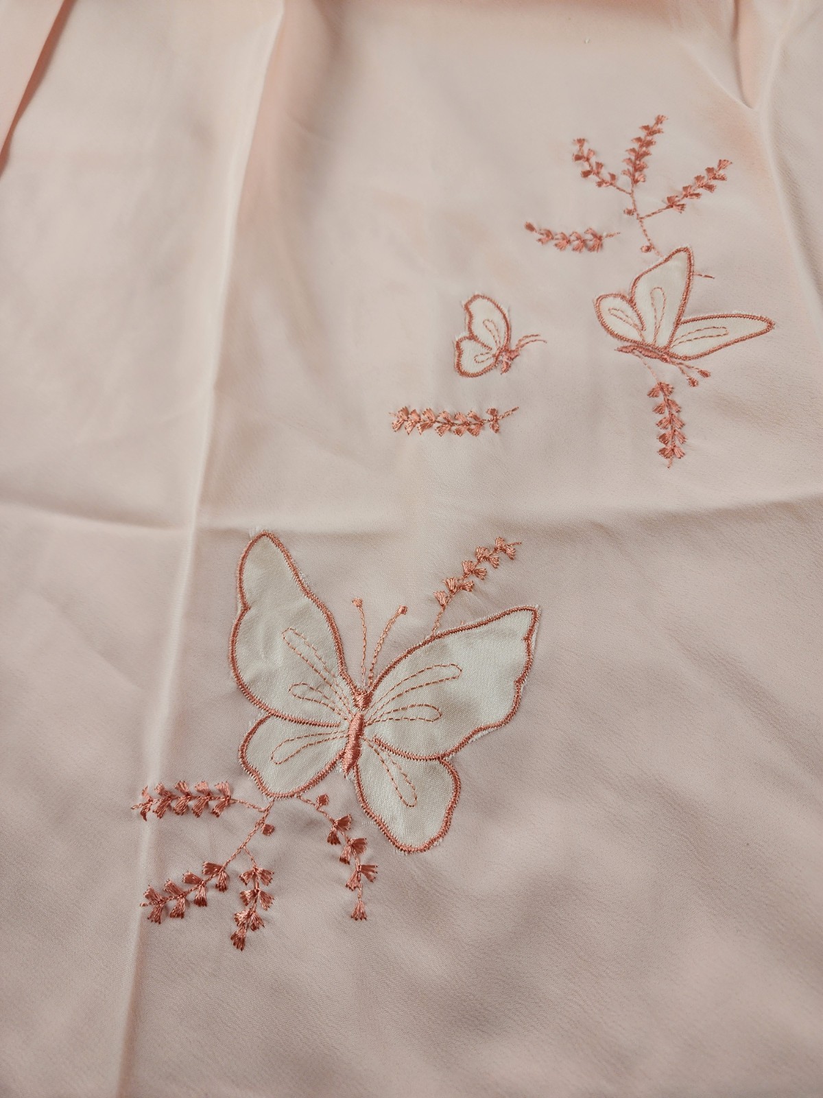 Dacron Orange Half Slip Lace Trim Embroidered Applique Butterfly Sz Small Vtg