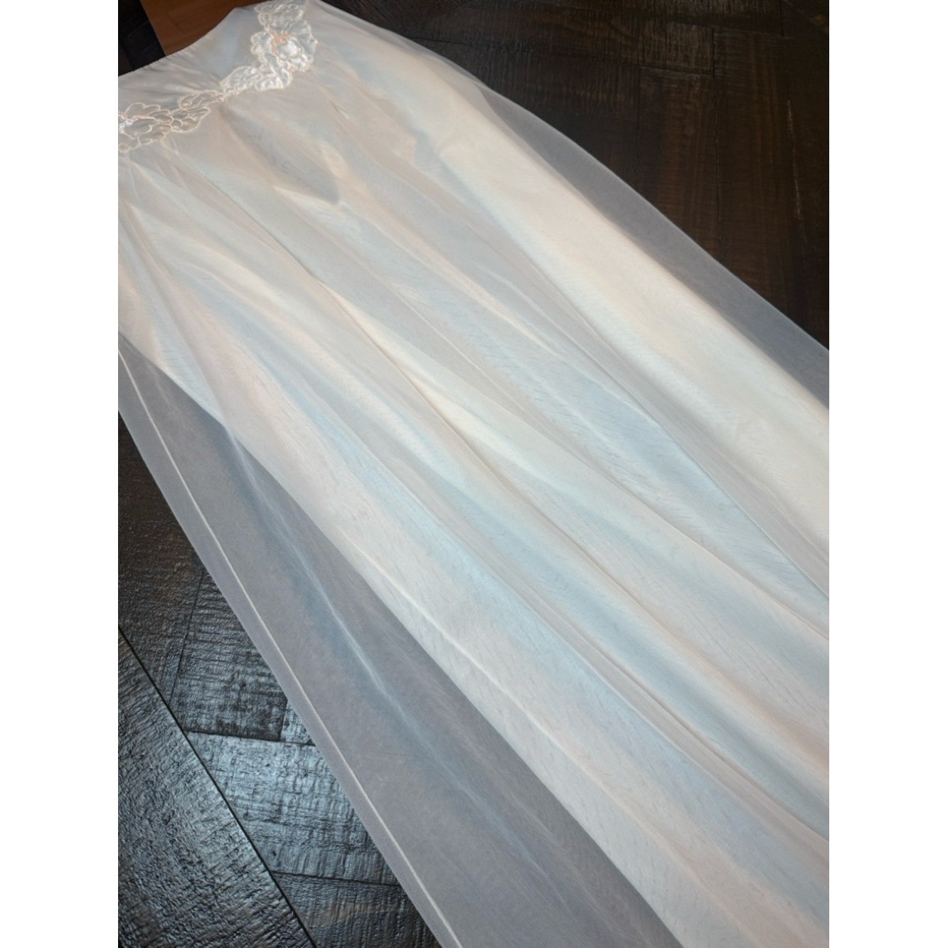 Vintage Gossard Artemis Bridal Nightgown White Sheer Lace Maxi S/M Petite