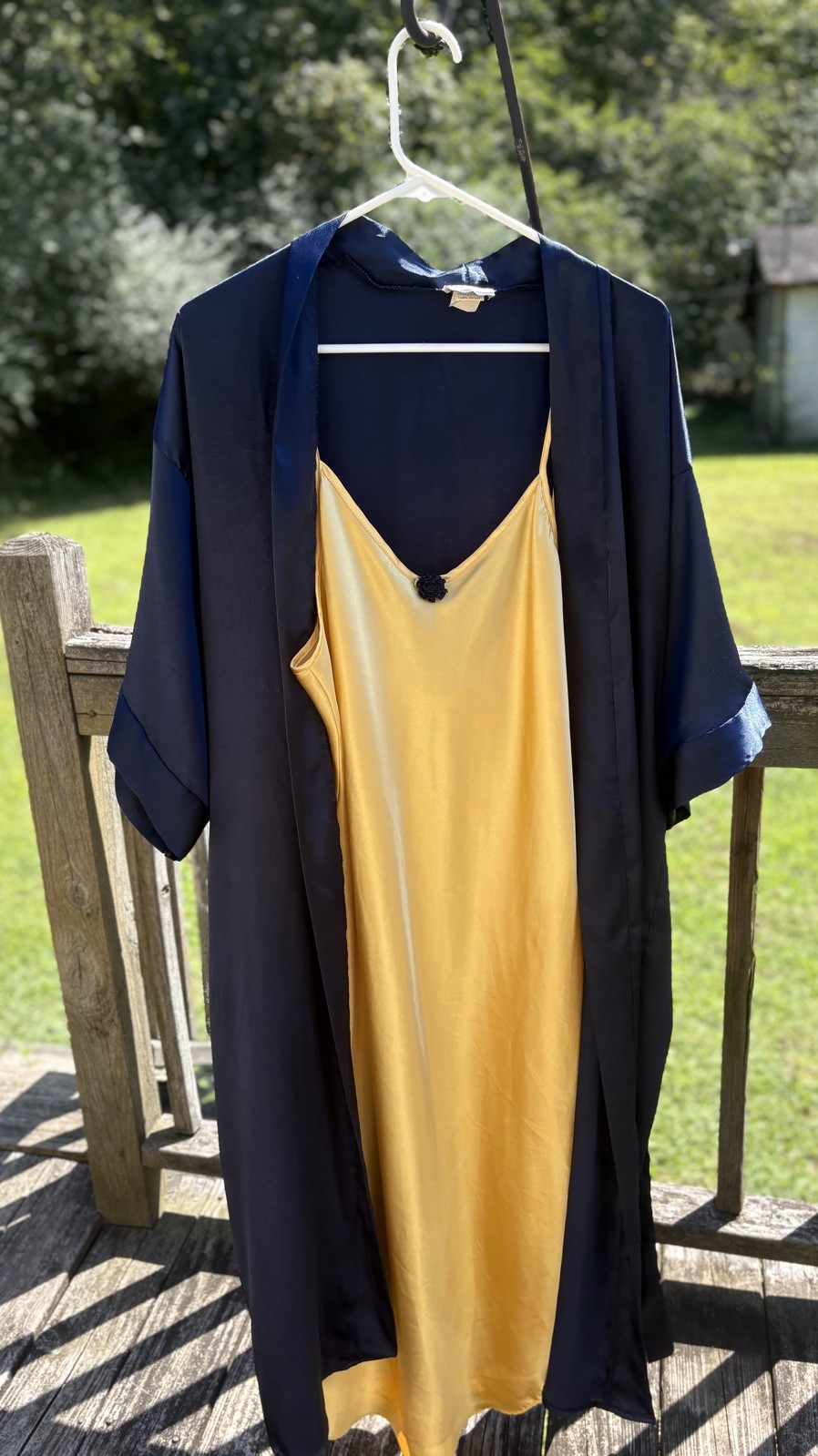 Vintage y2k Midnight Velvet chemise slip dress lingerie nightgown and robe set