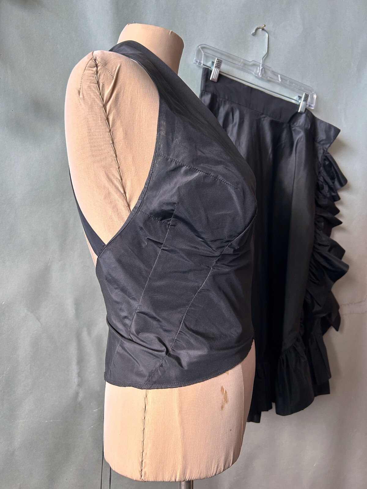 Vtg 1960s Flamenco Style Party Dress Black Halter Busty Cocktail Glam sz S M