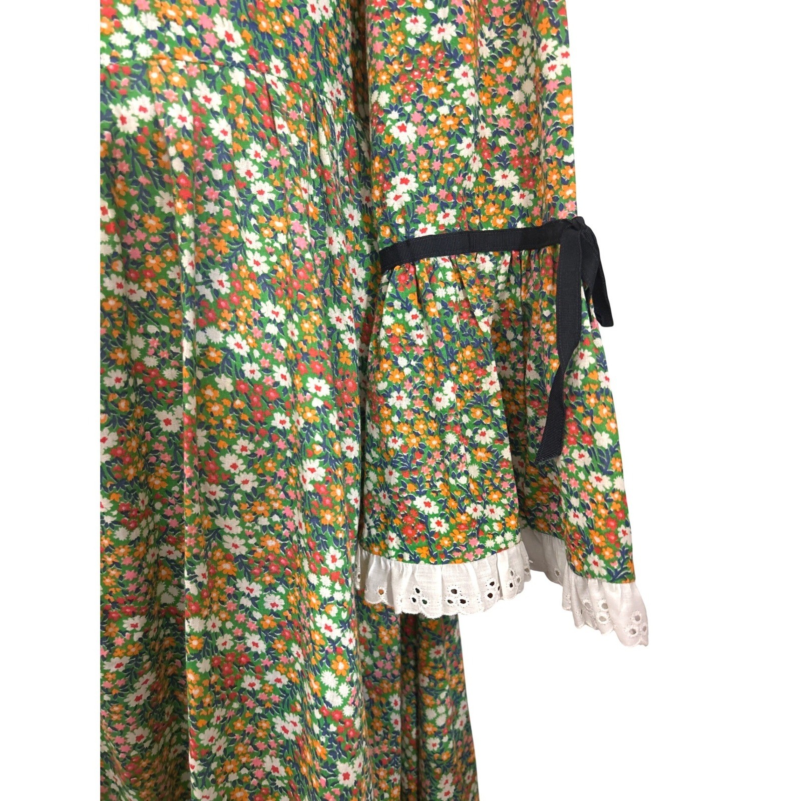 70s Unbranded Prairie Maxi Dress Cottagecore Boho Victorian Floral Bonnet