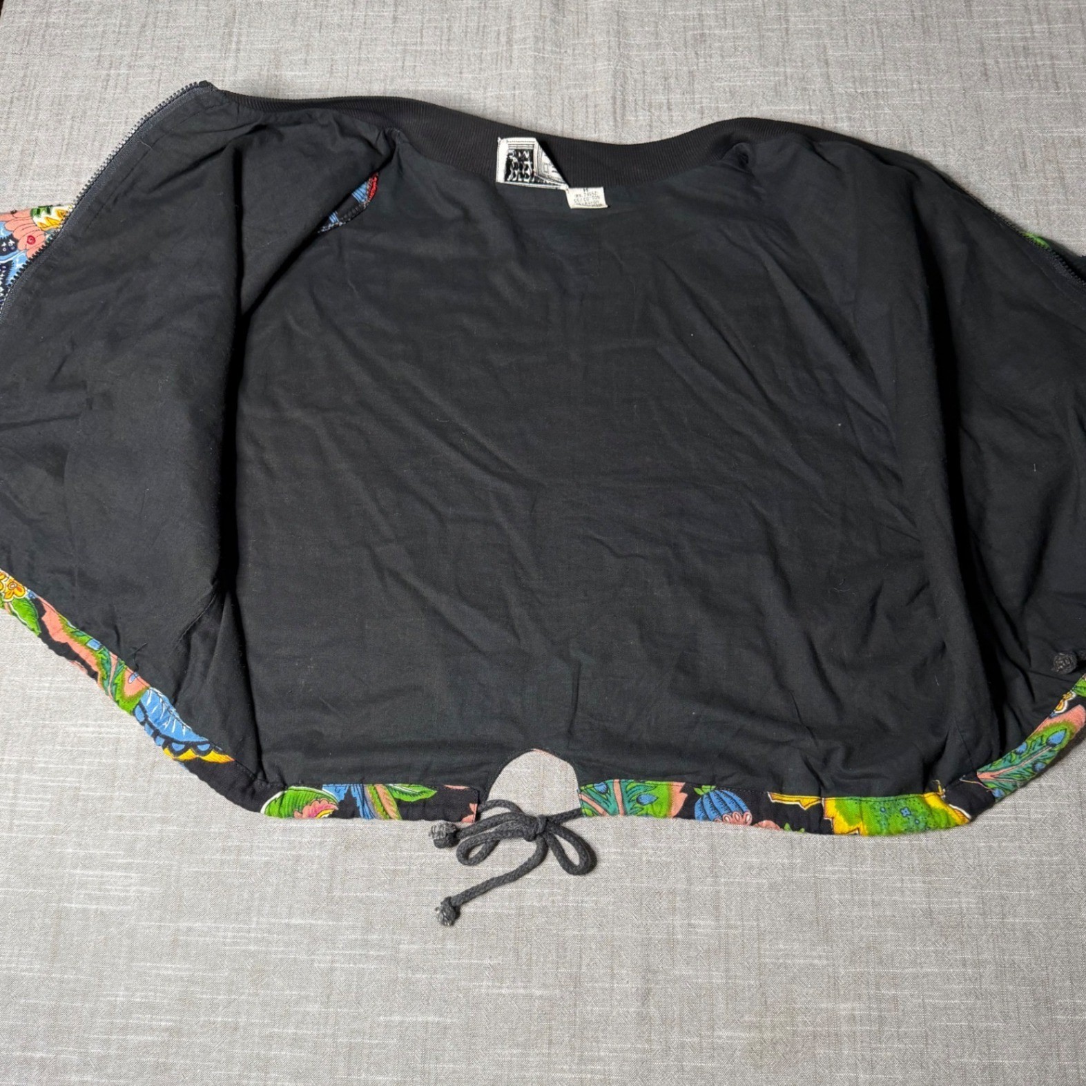 Speed Limit MPH Vintage Floral Sequin Beaded Crop Bomber Jacket Black Medium
