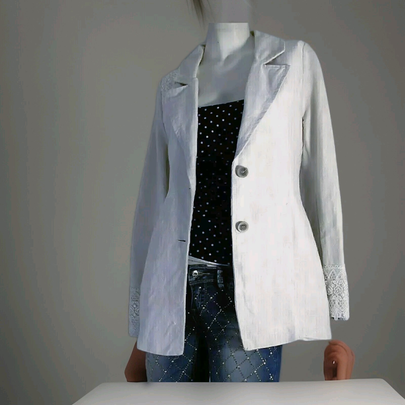 E.D ITALIA vintage woman jacket 100% rubberized linen pure90 „regenerated” sizeS