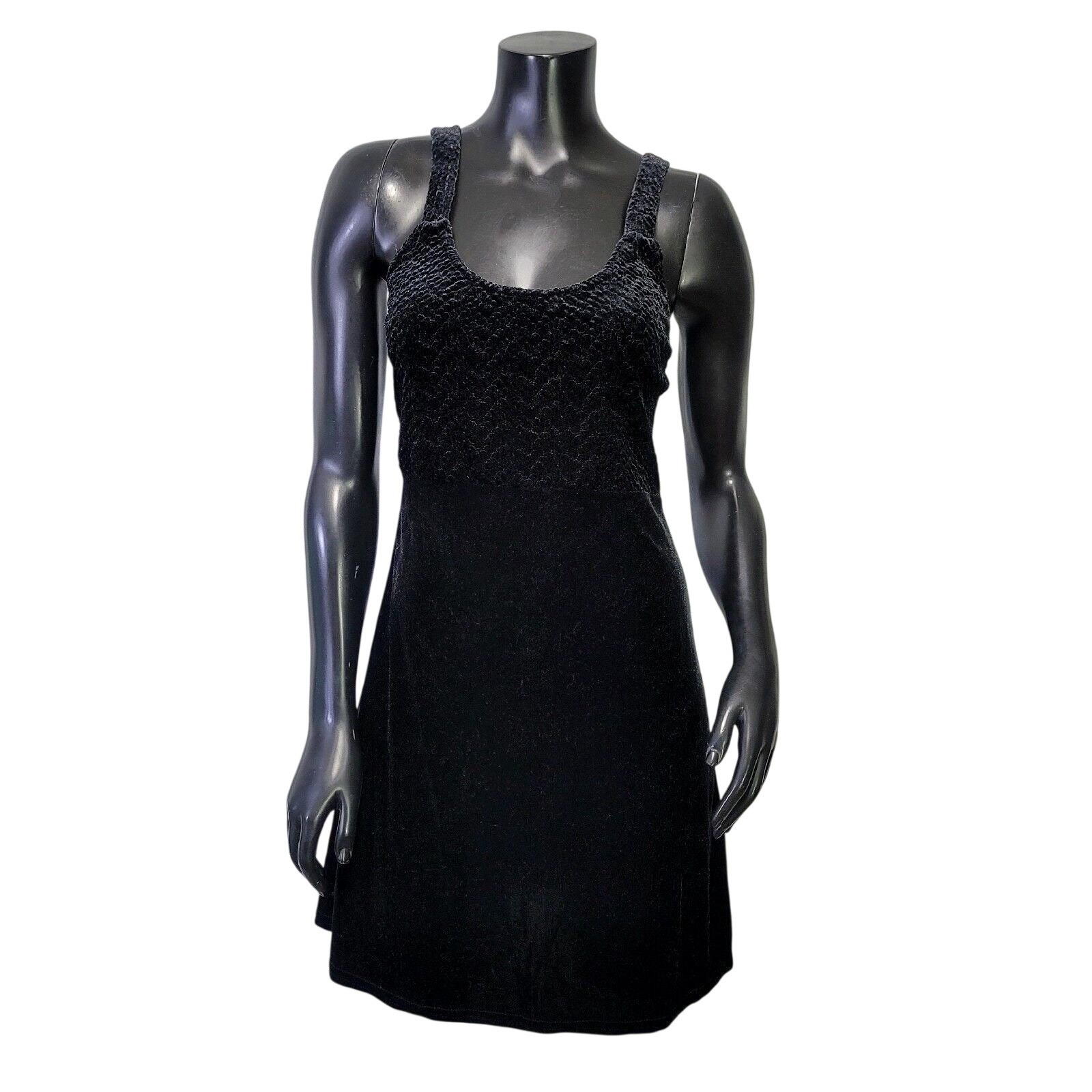 Vintage 90s Eye Candy S Black Velvet Mini Dress Y2K Party Grunge Club Kid USA