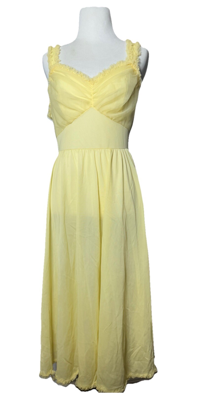 Vintage Gotham Yellow Goddess Night Dress Gown Nylon Tricot Bodice 50s Hollywood