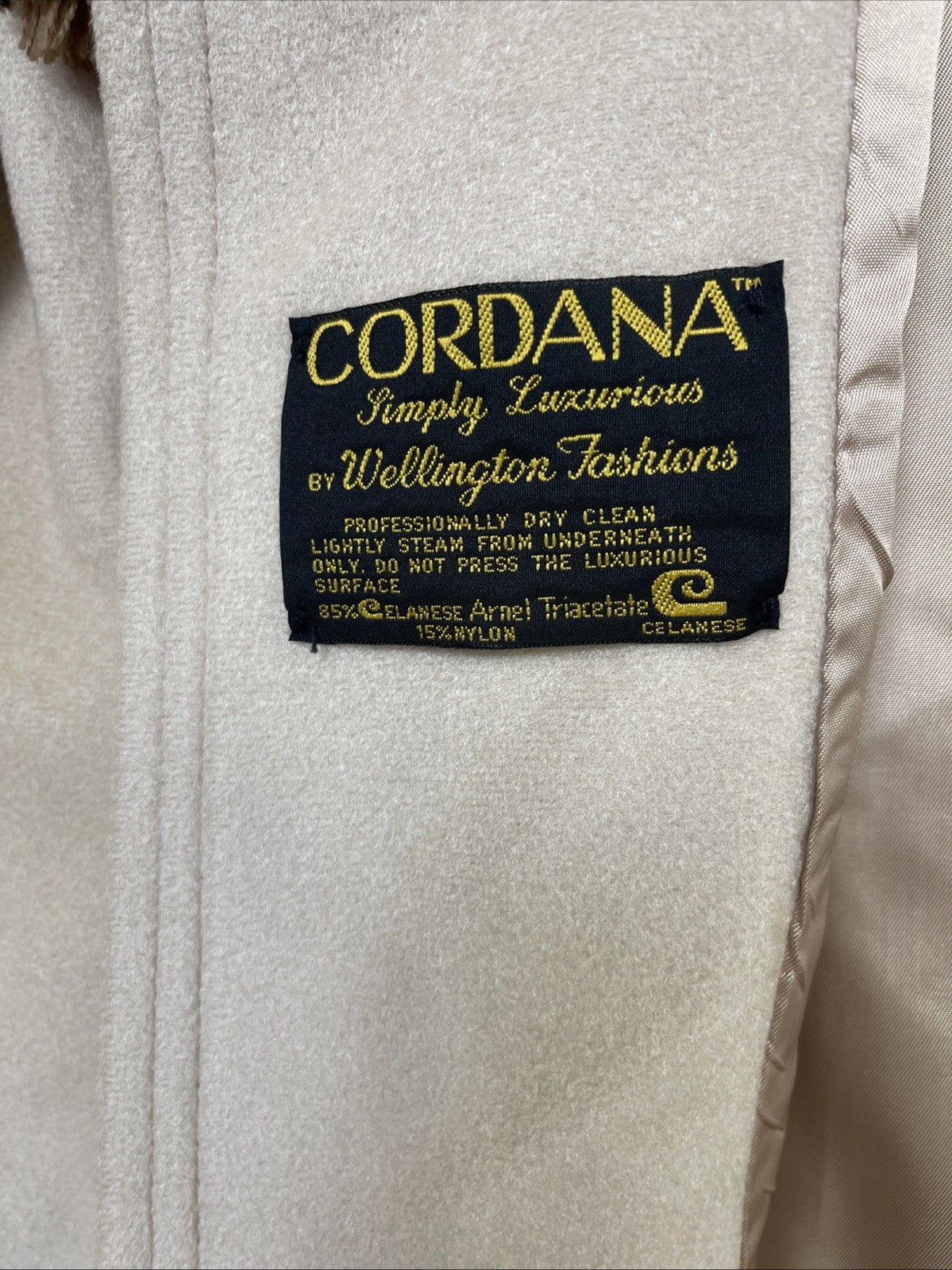 Vintage Cordana Simply Luxurious Wellington Fashions Celanese Arnel Long Coat