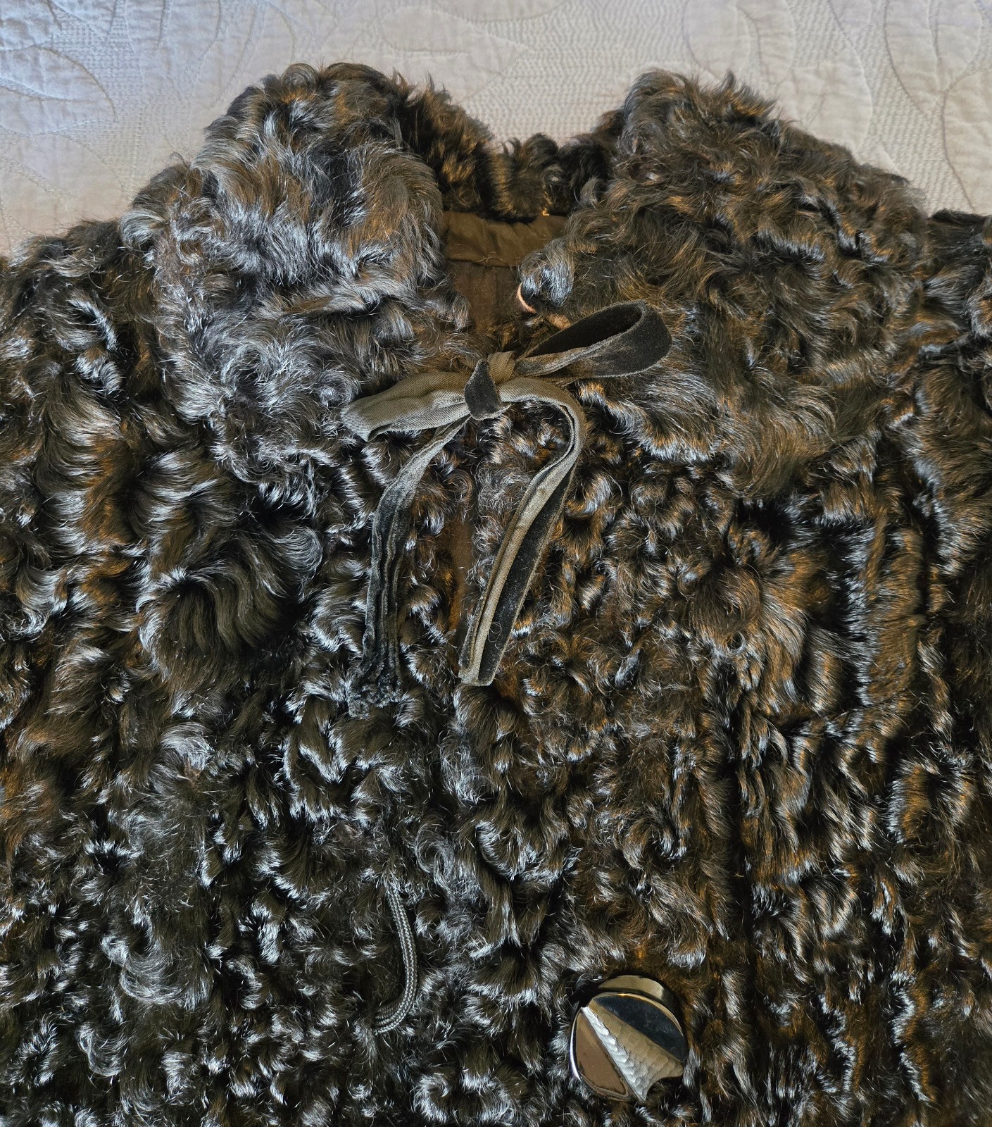 Vintage Persian Lamb Fur Coat w Matching Hat 1950s Astrakhan Curly Lamb Small