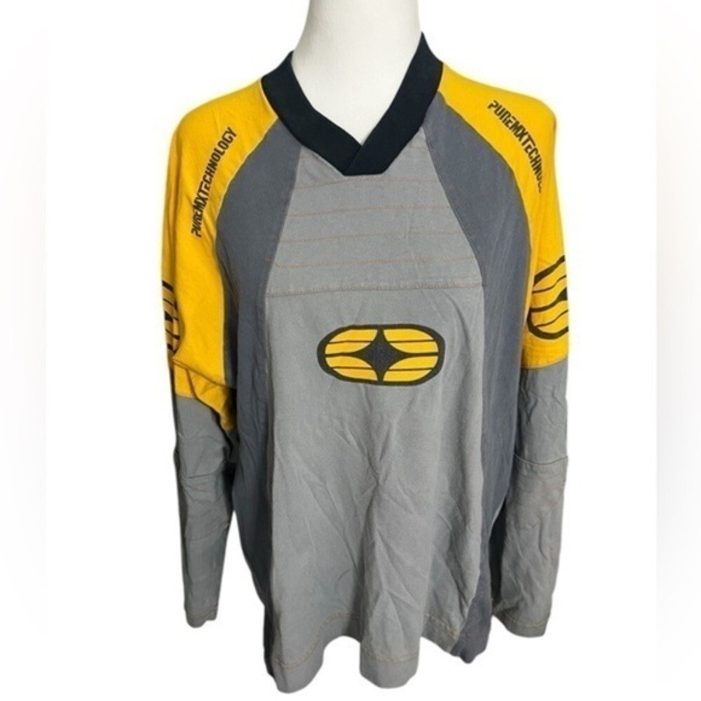 Vintage Black and Yellow No Fear racing long sleeve extra large top motocross