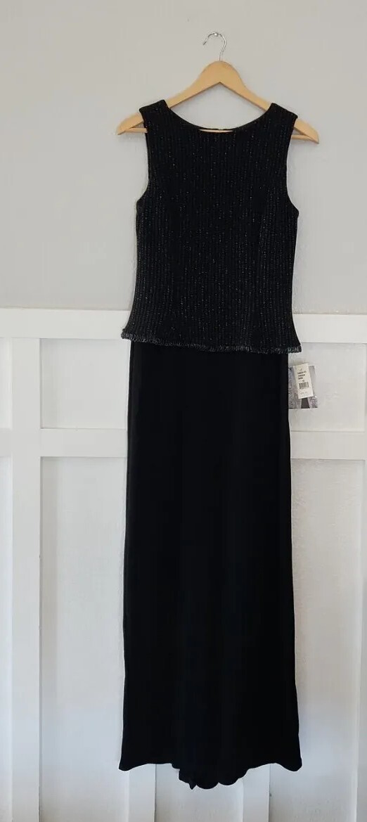 Vintage Scott Mcclintock Black Maxi Sleeveless Dress Size 10 Used