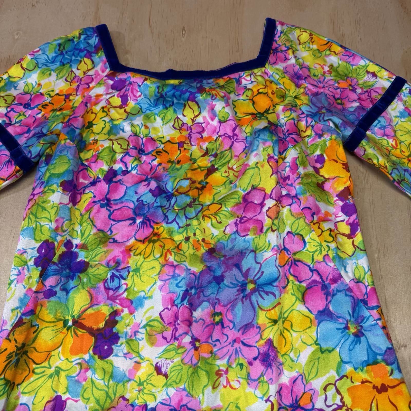 Vintage 1970s Kiyomi of Hawaii Floral Maxi Dress Cold Shoulder Slit Sleeve