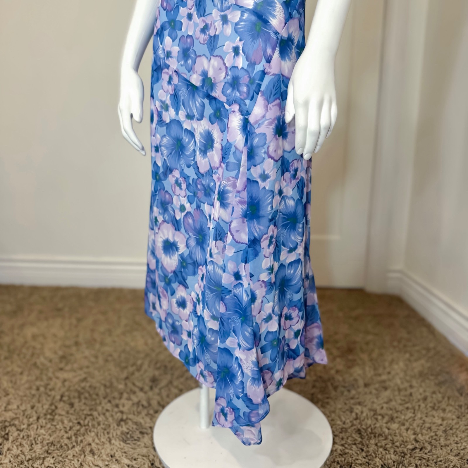 Vintage 90’s y2k SHEER FLORAL SUMMER DRESS M Bias Cut Sexy Sun Beach Festival