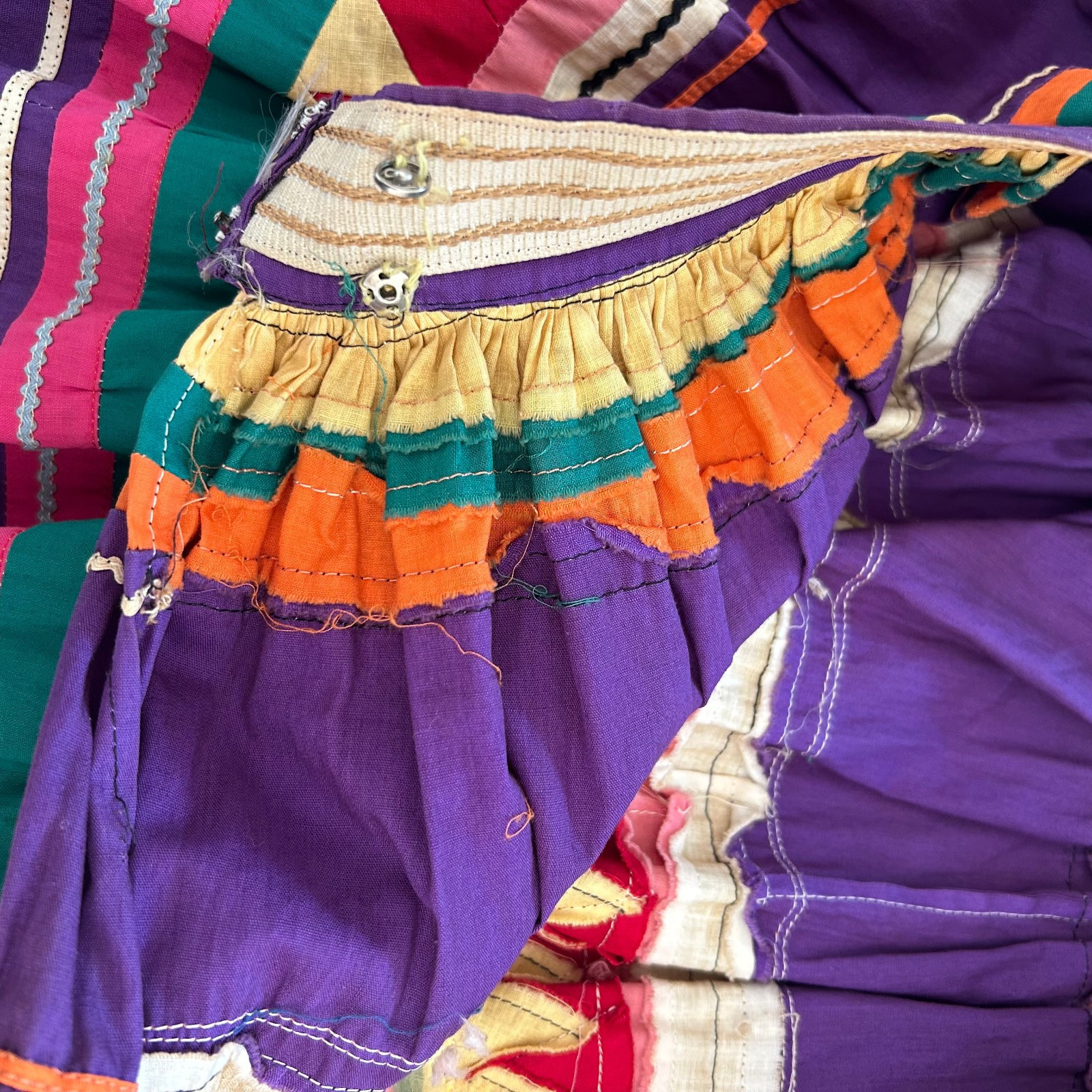 Vintage Colorful Native American Quilted Patchwork Skirt Seminole