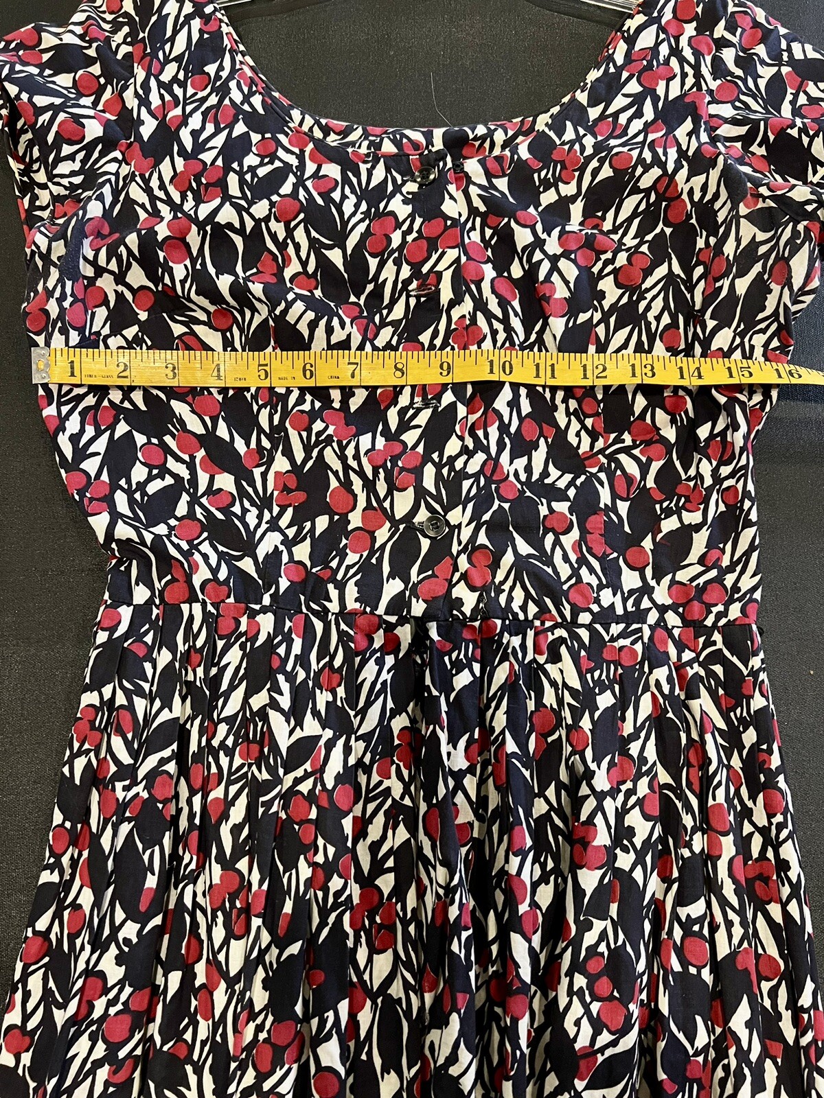 RARE MOD VTG 50S STRAWSTACK RED WHITE & BLACK ROCKABILLY PLEATED DRESS