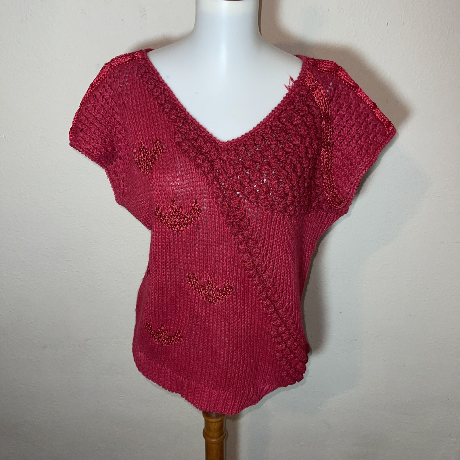 Vintage Counterparts Petites Knitted By Hand Silk Blend Sweater Vest Medium