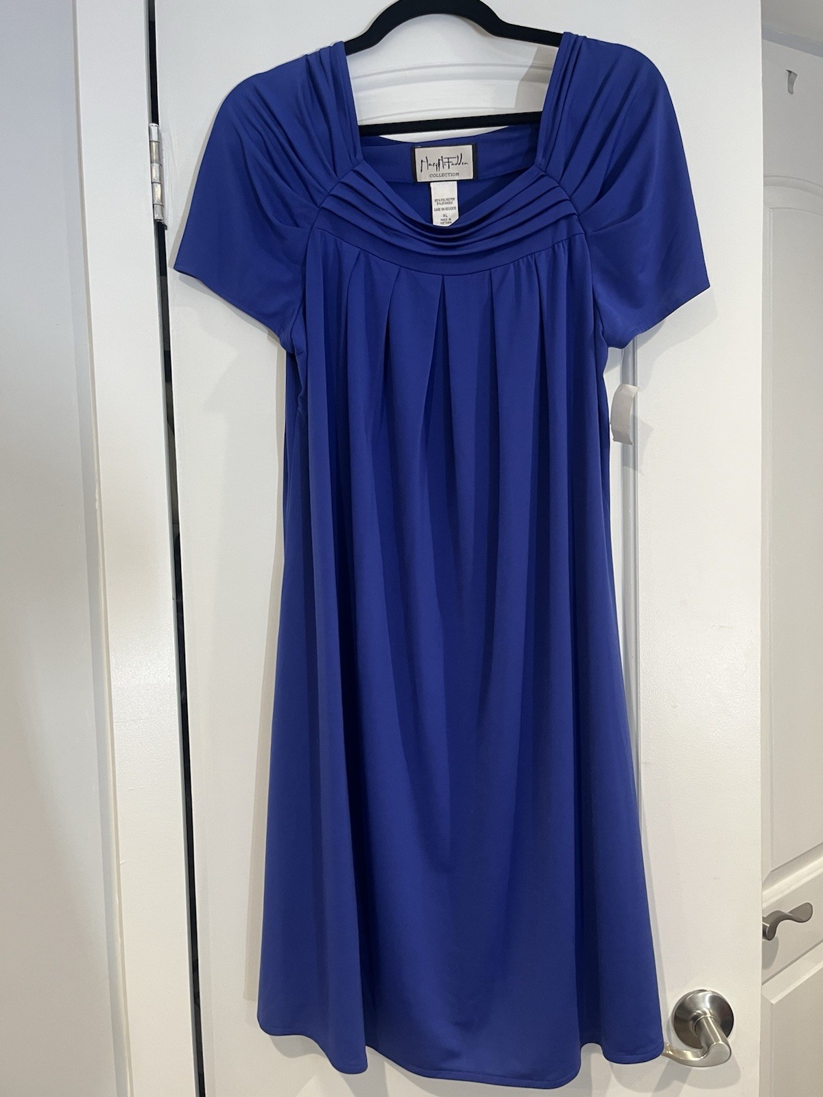 Mary McFadden Vintage XL Dress NWT Blue Short Sleeve Office Comfortable Formal