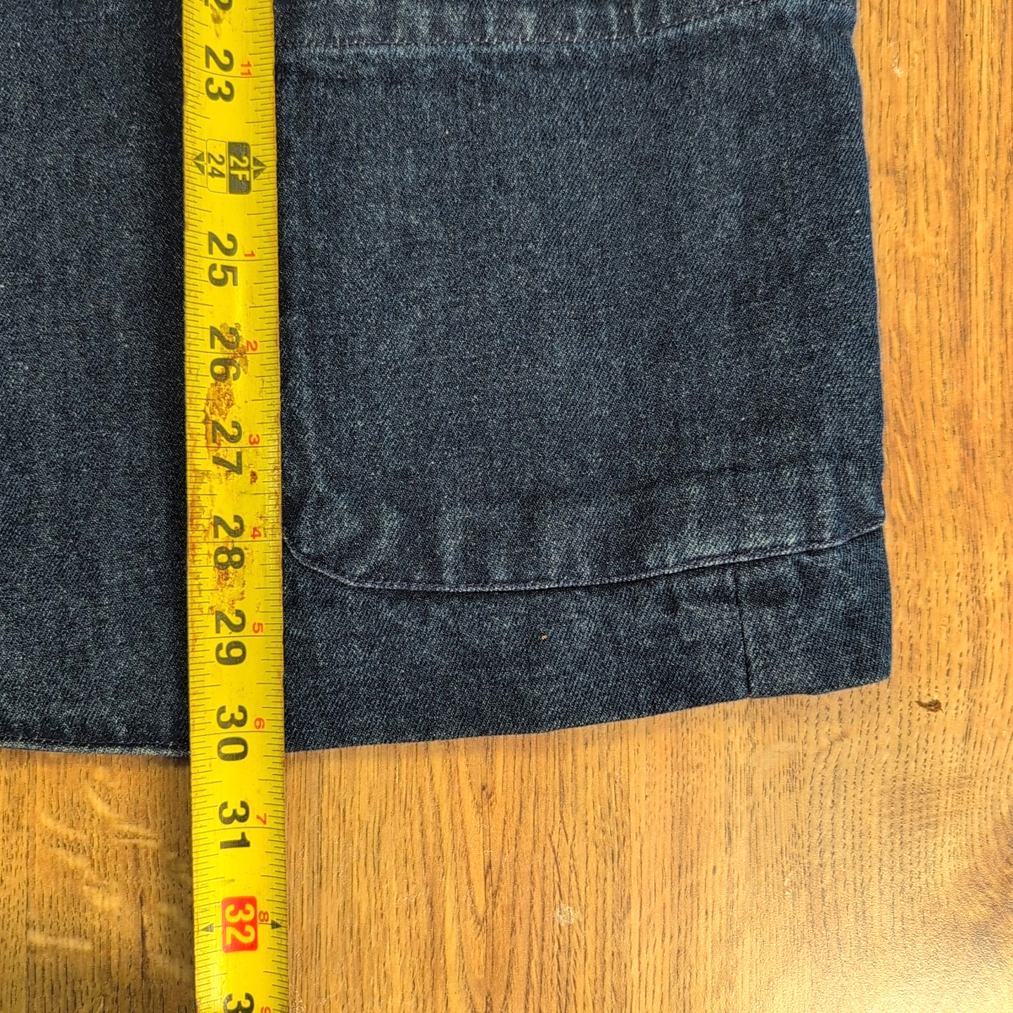 90s Authentic Imports Coat Women’s L Blue Denim Flannel Lined Leather Collar VTG