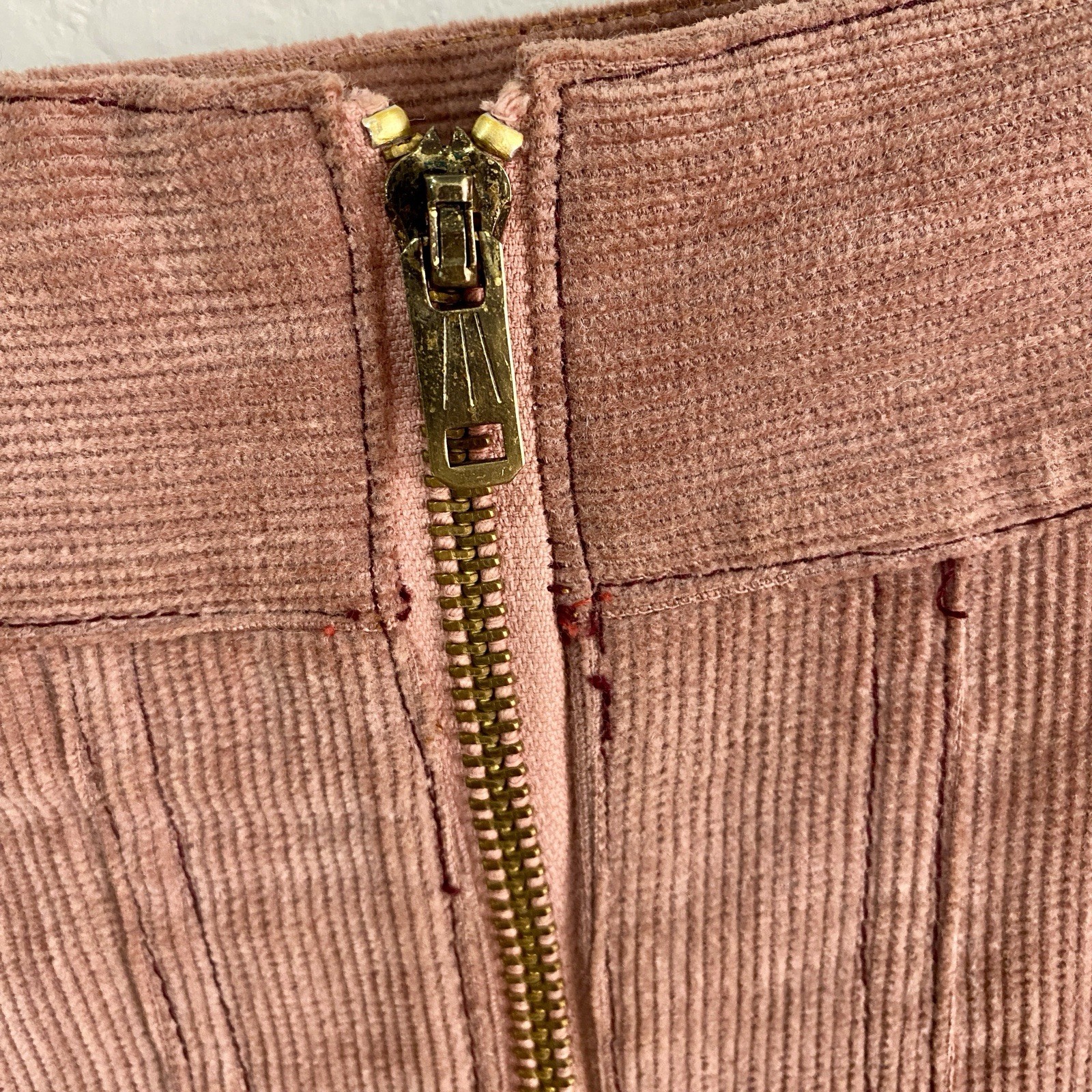 VTG 70s JCPenney Corduroy Skirt ILGWU Union Made Pink Rose Mauve Western A-Line