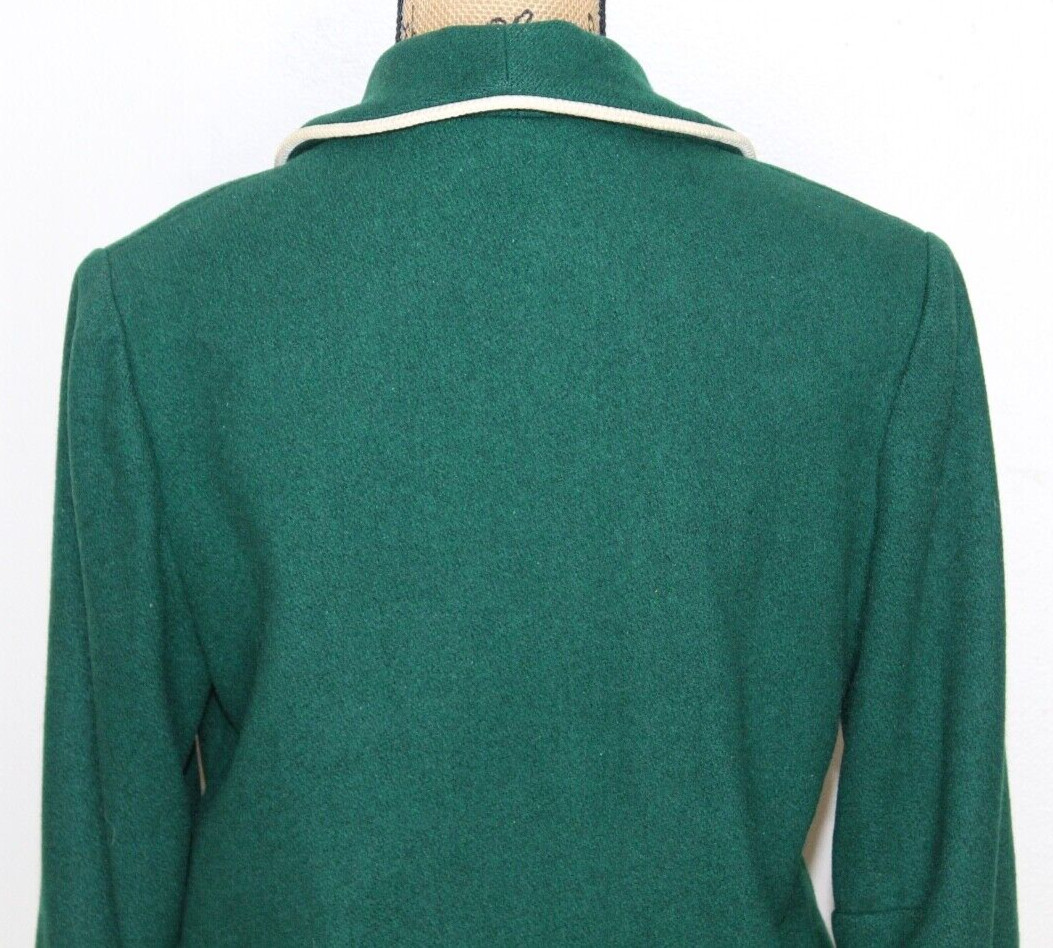 Vintage 50s Petti Glen Green Wool Embroidered Button Blazer Junior S
