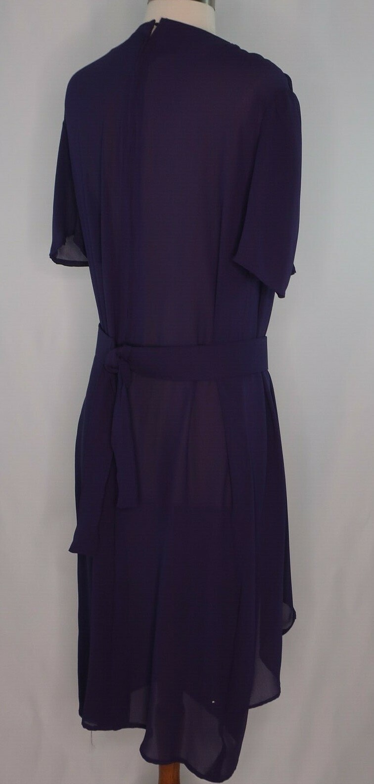 VTG Purple Sheer Belted Wrap Secretary Geek Career Cocktail Dress Sz M