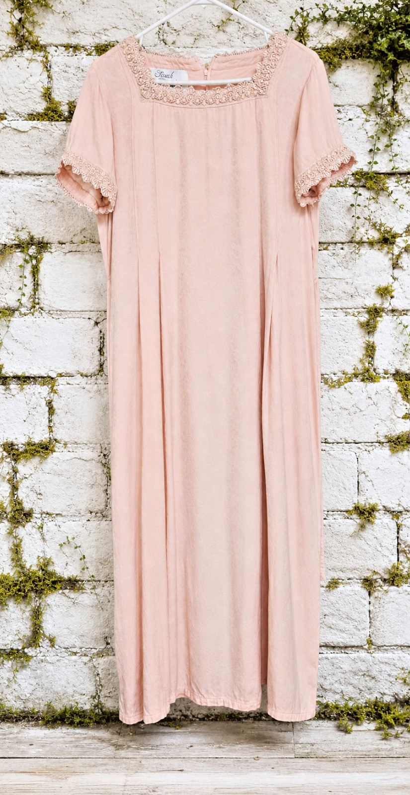 Vintage 90s Sarah Elizabeth Blush Pink Lace Prairie Maxi Dress M/L