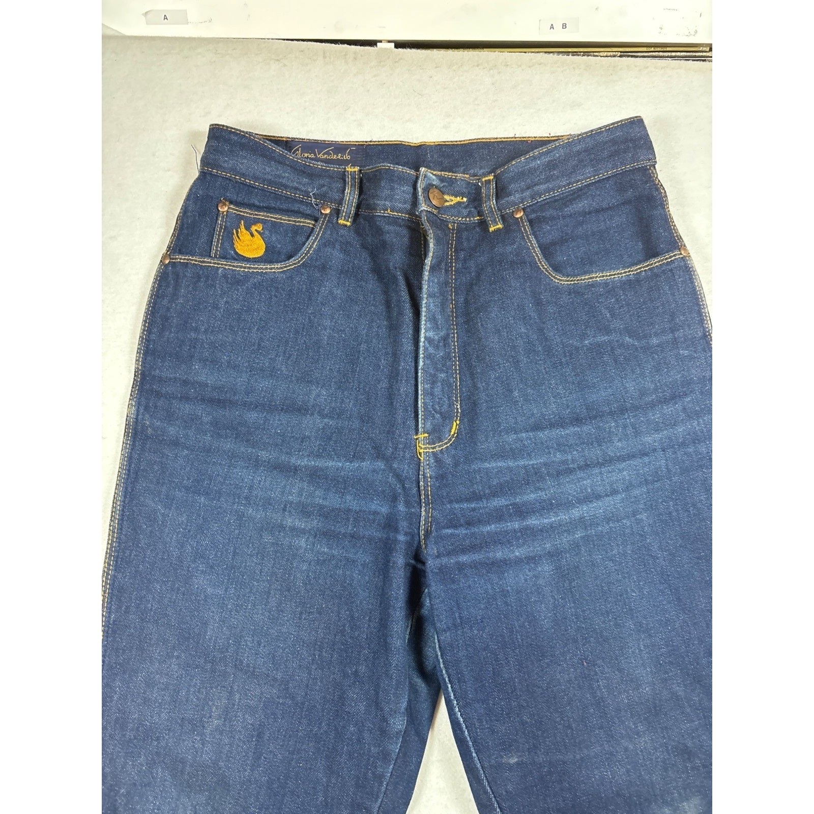 Gloria Vanderbilt Murjani Jeans Womens sz 14 Dark Blue Vintage High Rise Swan