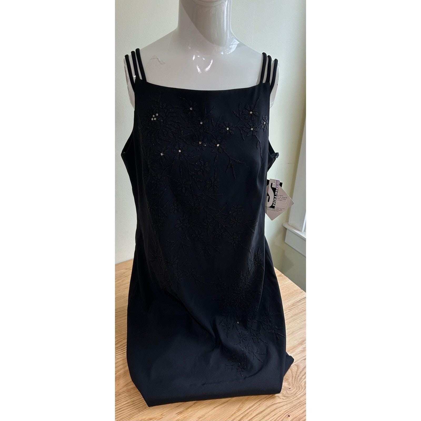 NWT 90s Y2K Rampage CDC Black Sequin Beaded Party Dress USA Square Neck Sz 12