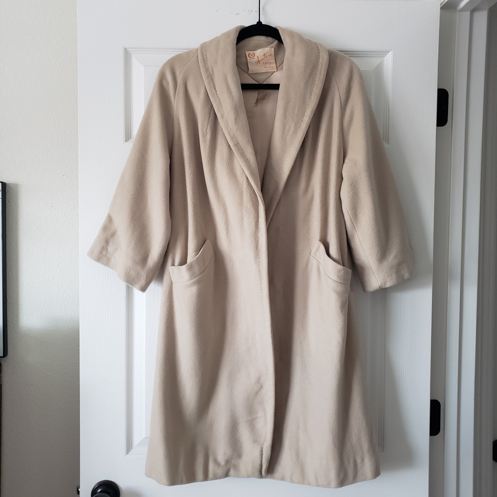 1950s 1960s Vintage 100% Cashmere Lined Car Swing Coat Anter Fashion Denver