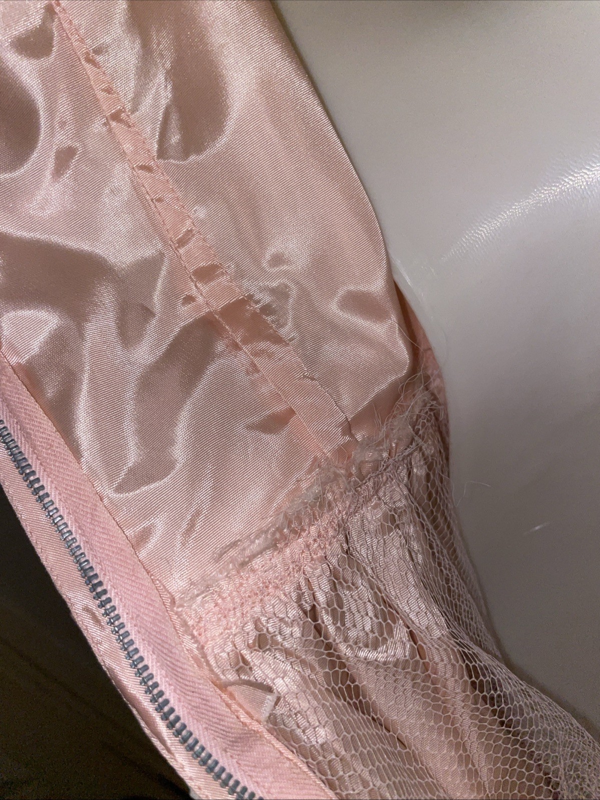 Vintage Womans 50’s Dress Jackie O Pink Party Prom dress Tulle Slip CHIFFON OVER