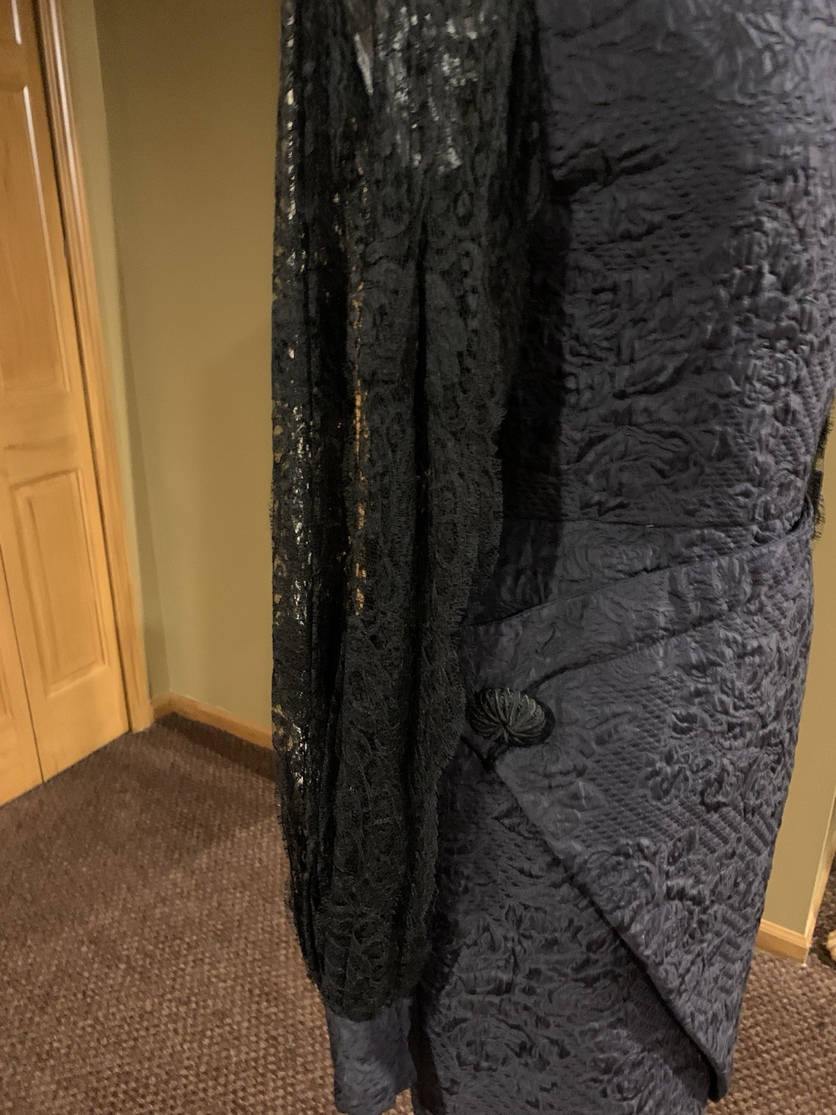 Vintage 1990s Black/ Midnight Navy James Galanos Couture Cocktail Dress Size 4