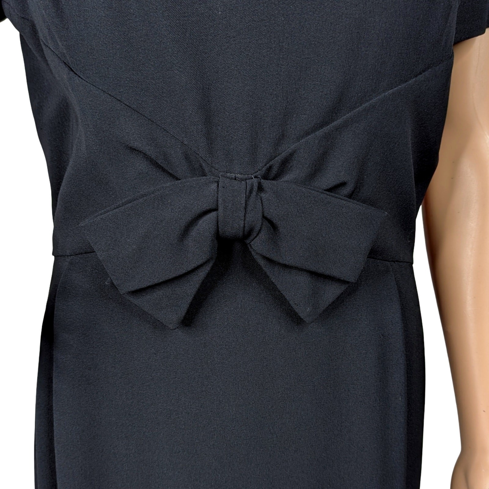 Vtg 50s Henry Lee Black Sheath Dress M Mid-Century Pinup Hourglass Rockabilly