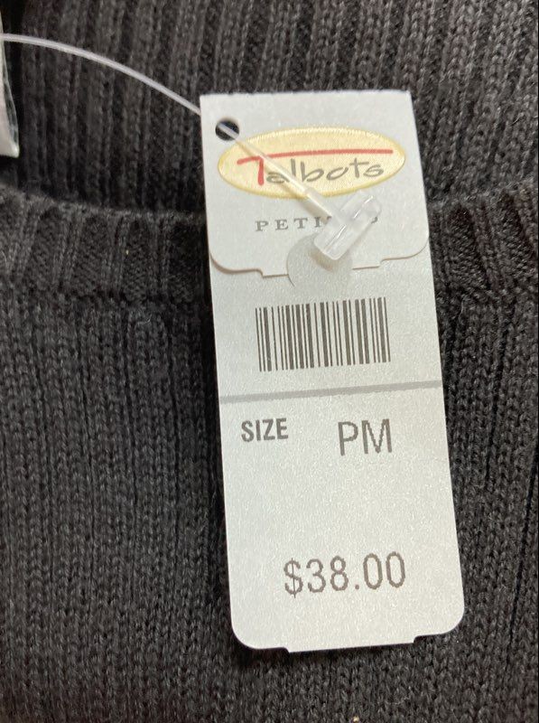 Vintage 90s Talbots Petite Women’s Black Ribbed Cotton Knit Sweater NWT Sz PM