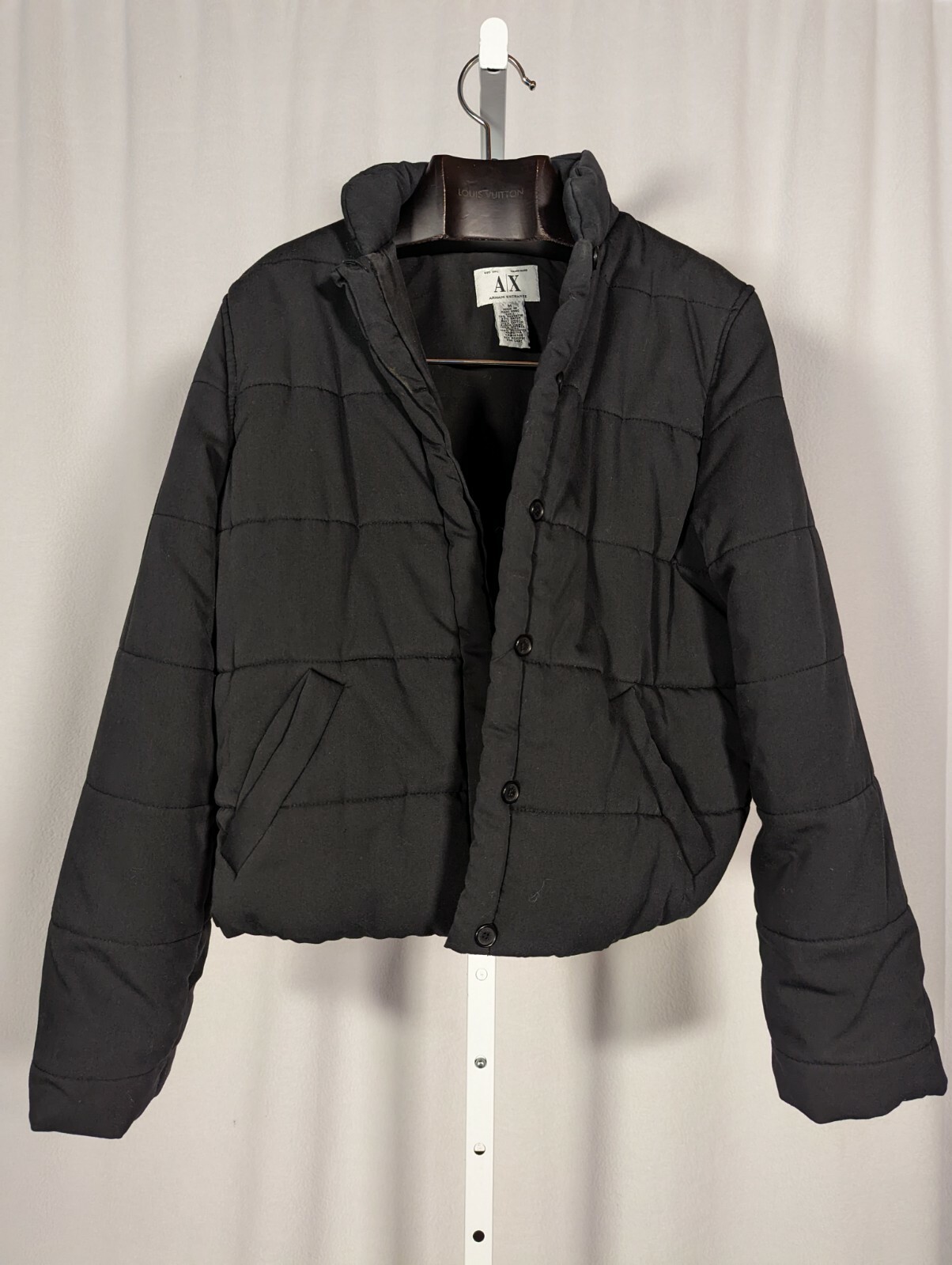 Armani Exchange Vintage 90s Rayon Poly Black Duvet Comforter Puffer Jacket M