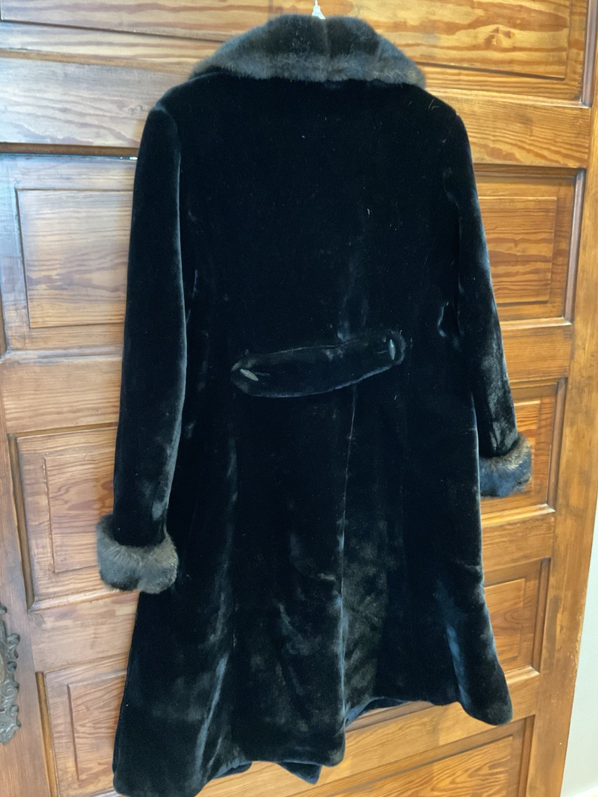 Vintage Borgazia Black Mink Faux Fur Coat Jacket S M