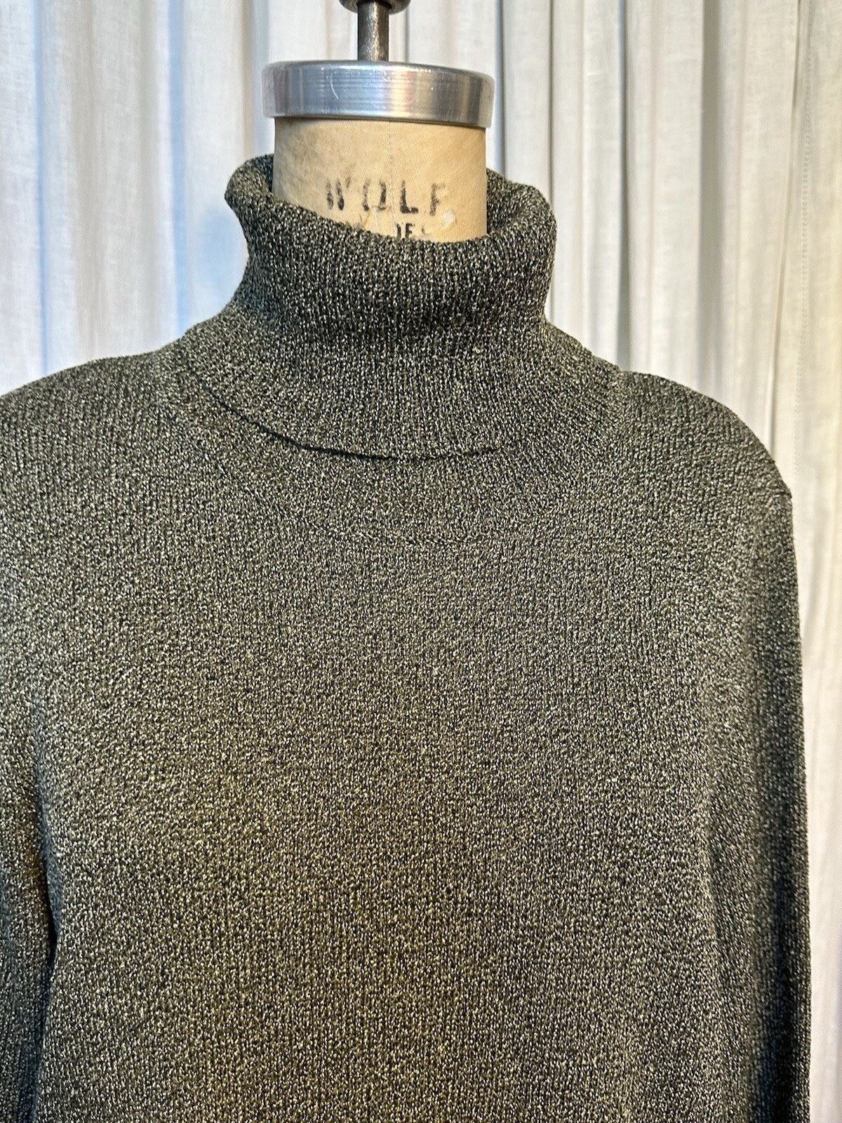 Vintage ANNE PEDERSEN Womens Grey Knee L Sweater Knit Turtle Neck Dress SzM Used