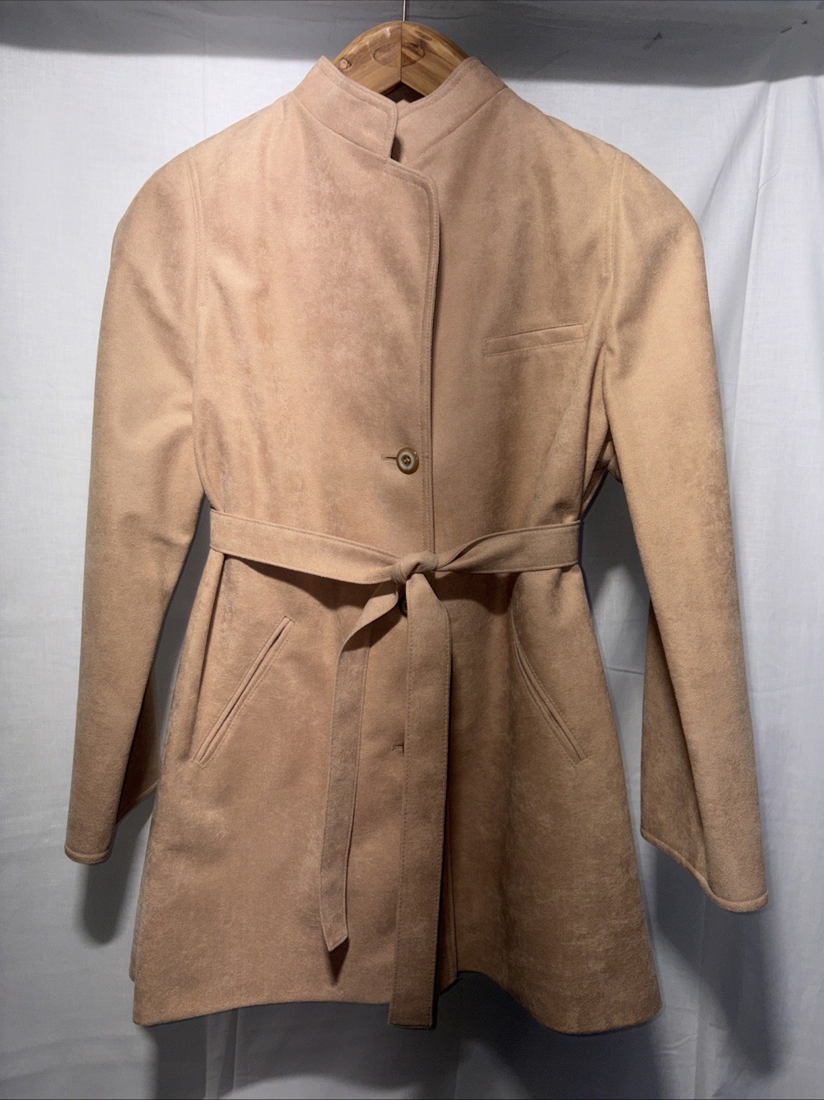 Vtg 70s Voyage West Youthcraft Coat With Belt All Weather Traveler Ultrasuede M