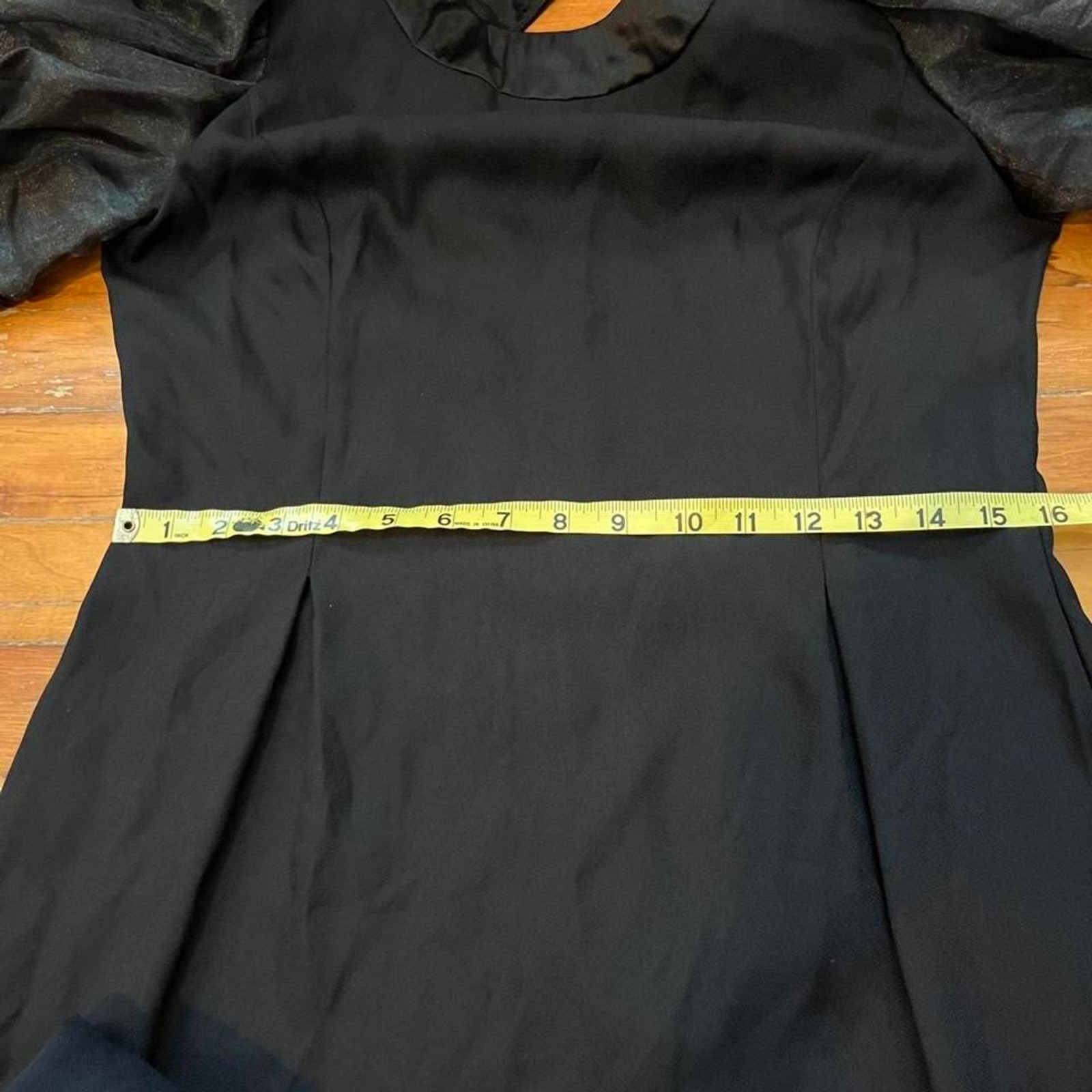 Vintage 1980s Michael Marcella Black Cocktail Dress Huge Puff Sleeves