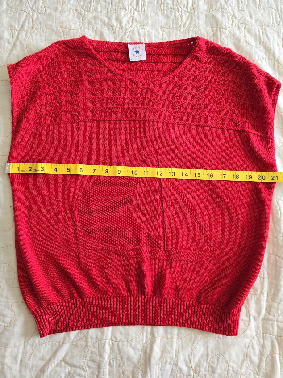 Vintage 80s 90s Red Sailboat Sweater Womens Large Preppy Coastal Grandma Beach