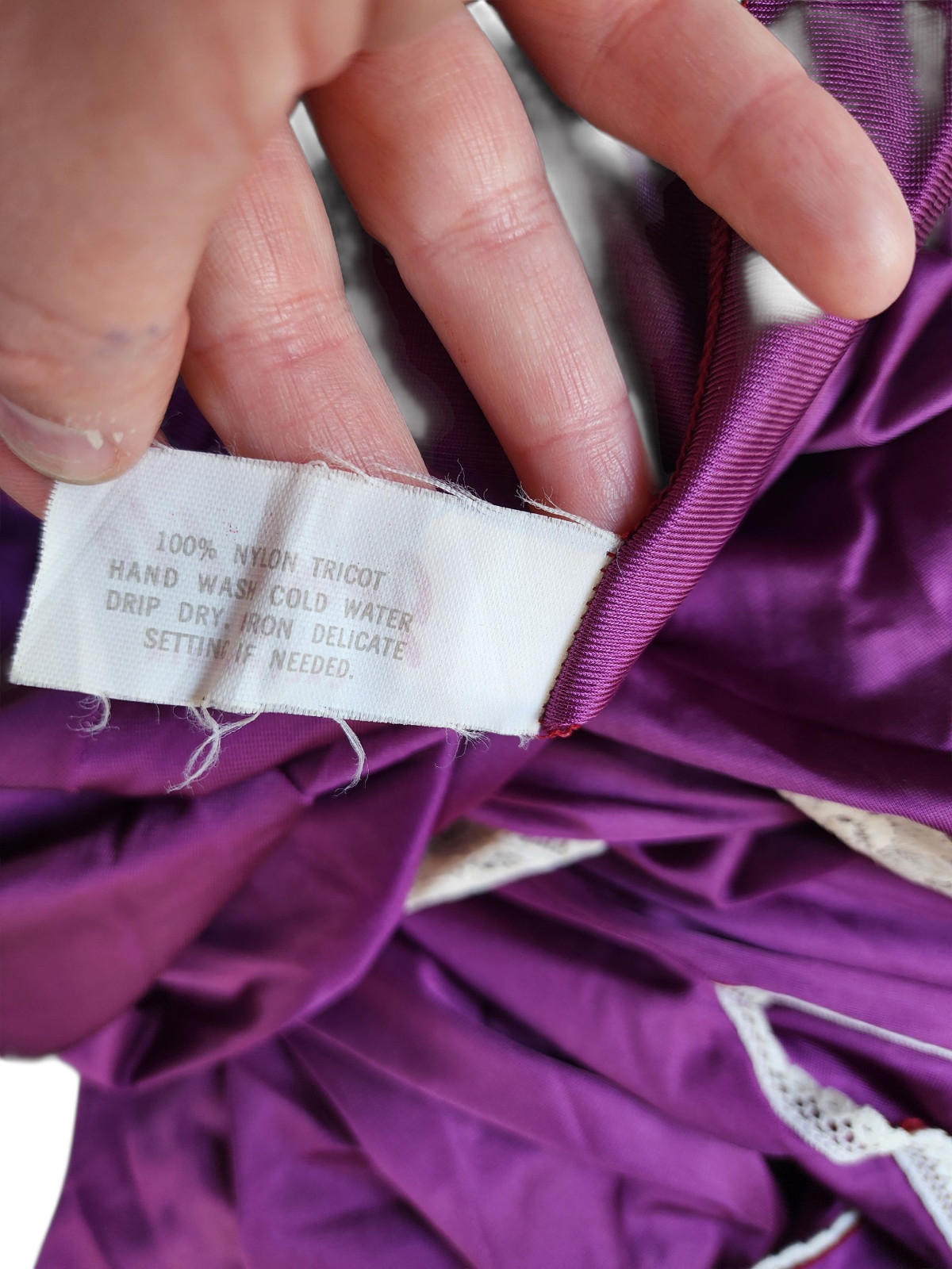 Vintage Royal Purple Robe Nightgown Nylon Tricot 2X 80s Glam Rock