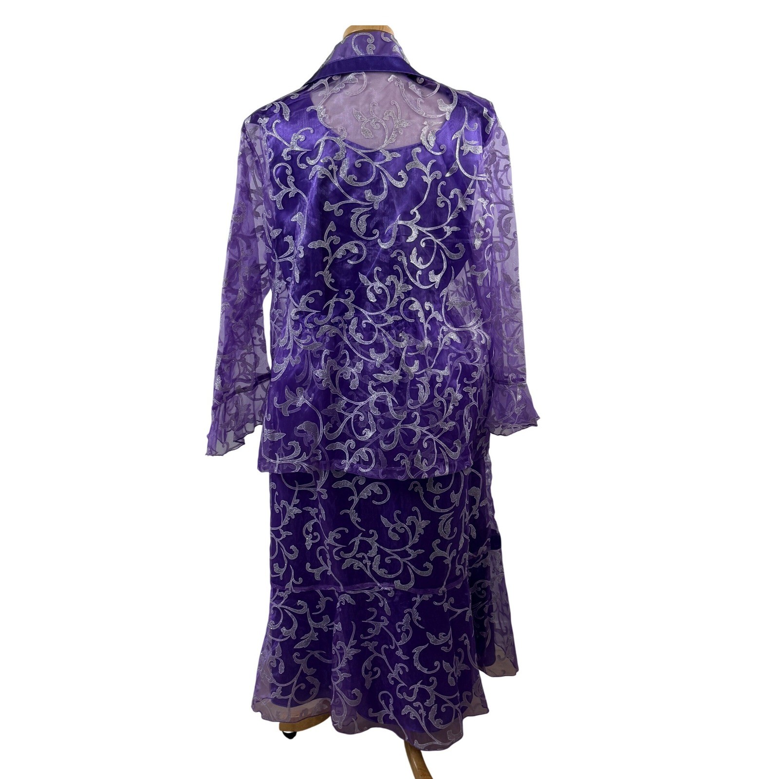 3K Fashion Dress Set Sz 1XL 3-Pc Glitter Scroll Mother of the Bride Suit Formal