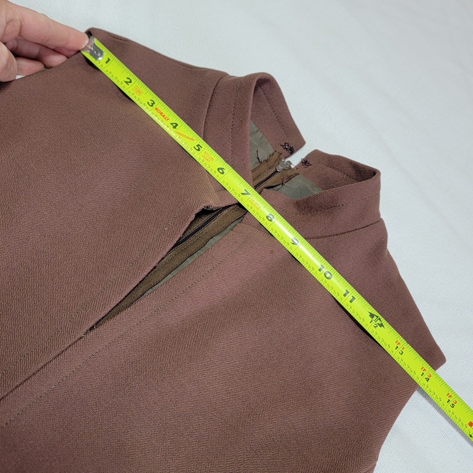 Vintage 70s Brown Sleeveless Midi Dress A-line Women Size 10/M Tailored
