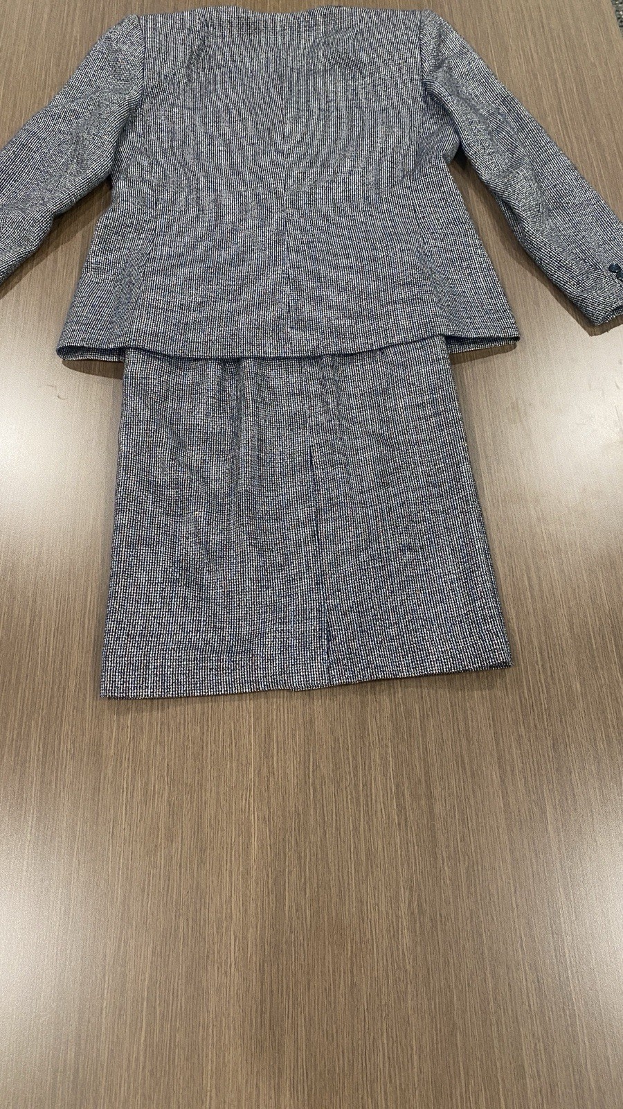Vtg Barclay Gray Blazer Skirt Suit Multi Color Silk Thread Polyester USA Size 10