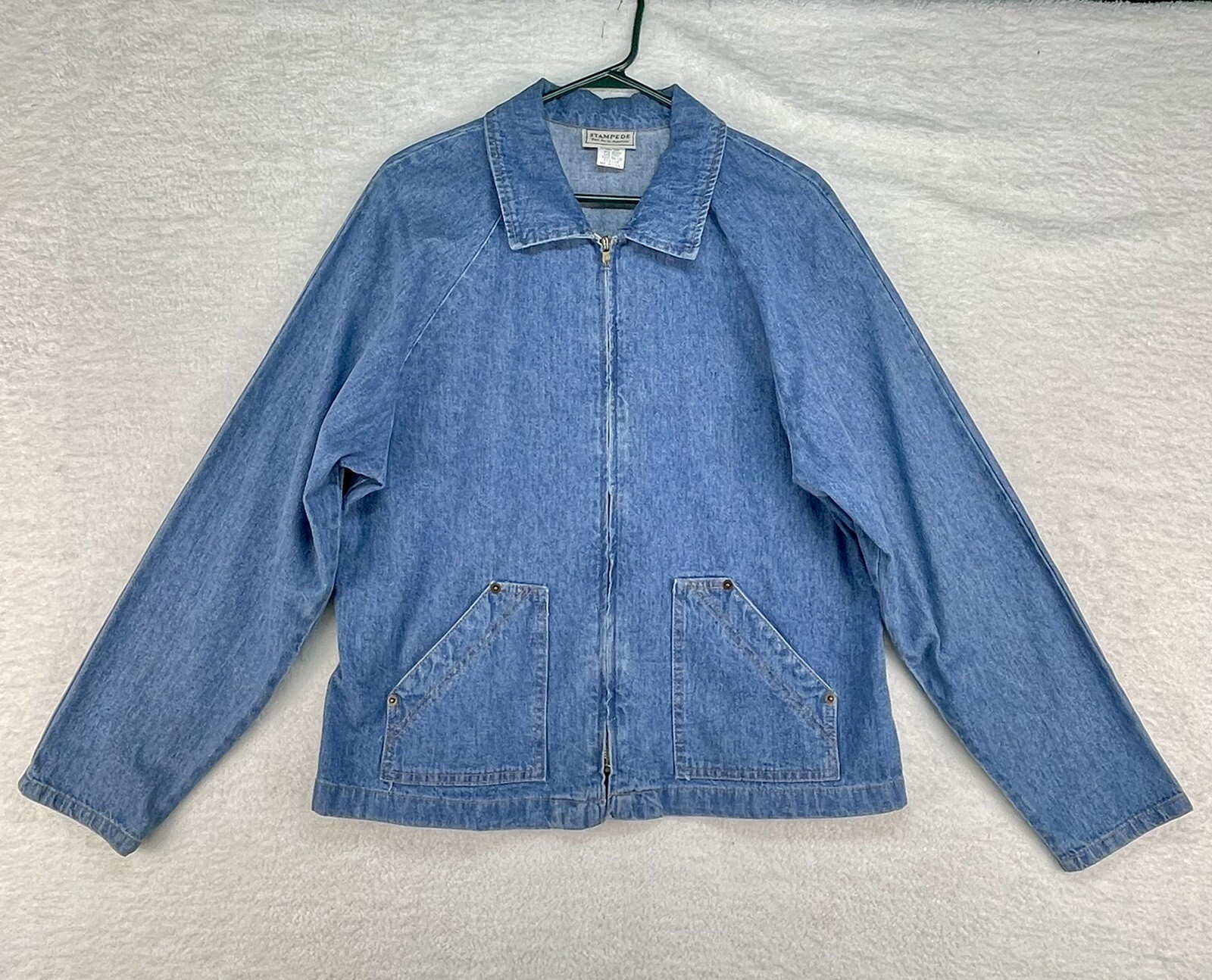 VTG Stampede Denim Jacket Made in USA Elastic Gathered Waist Full Zip 2839