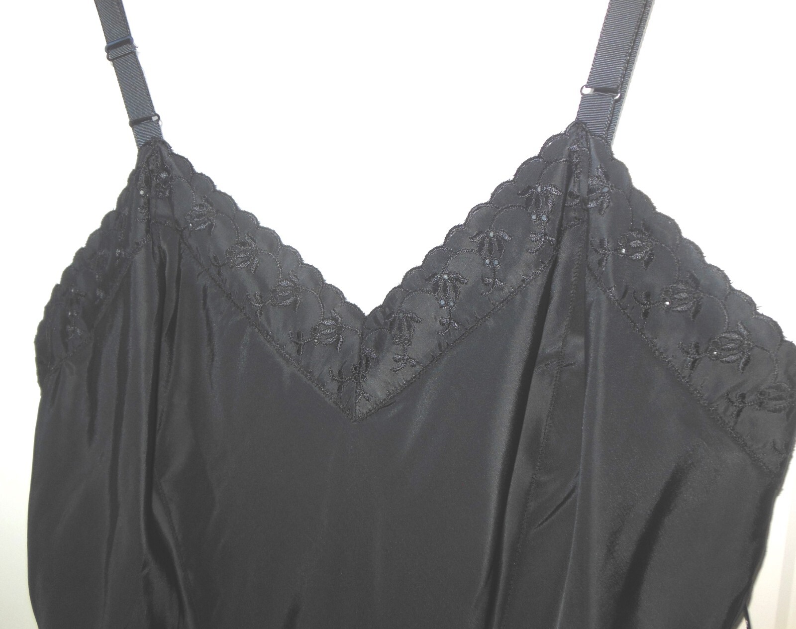 Ariel Barbizon Full Slip sz 12 Black Tafredda Bias Cut Vtg 1950’s Adj Straps