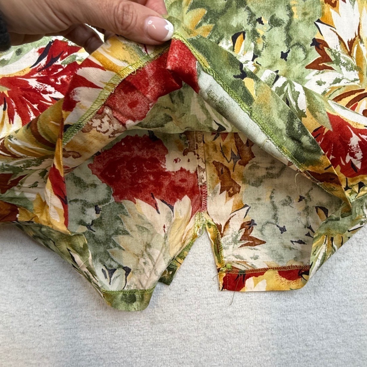 VTG La Belle Dress Floral Sleeveless Handkerchief Hem L USA 90s unique boho