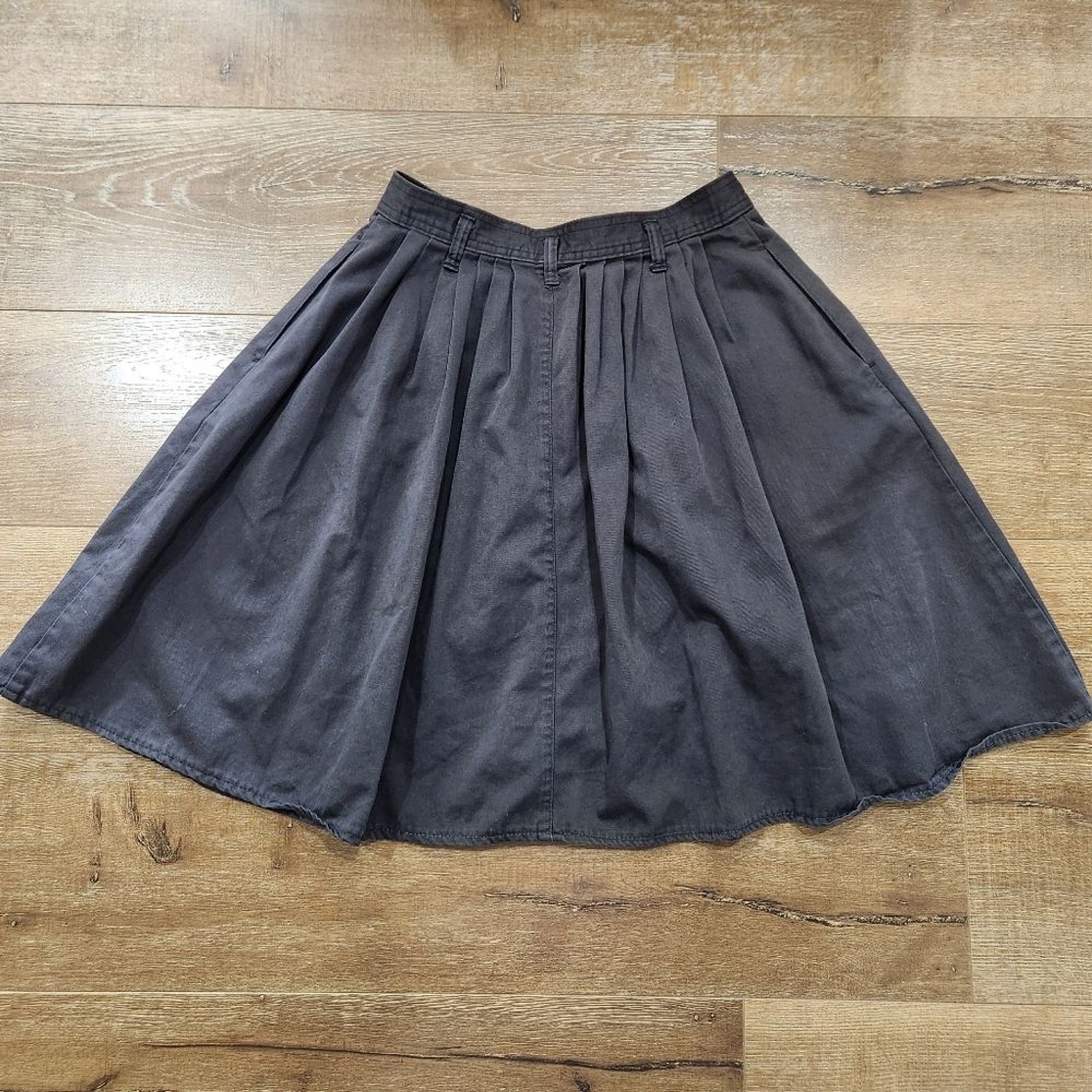 Vtg Levi’s Dockers Chocolate Brown Button Front Pleated A Line Skirt Academia